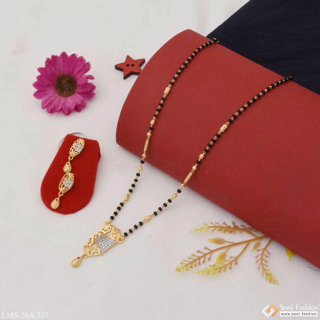 1 Gram Gold Plated With Diamond Funky Design Mangalsutra Set For Women - Style A337 - Image 4