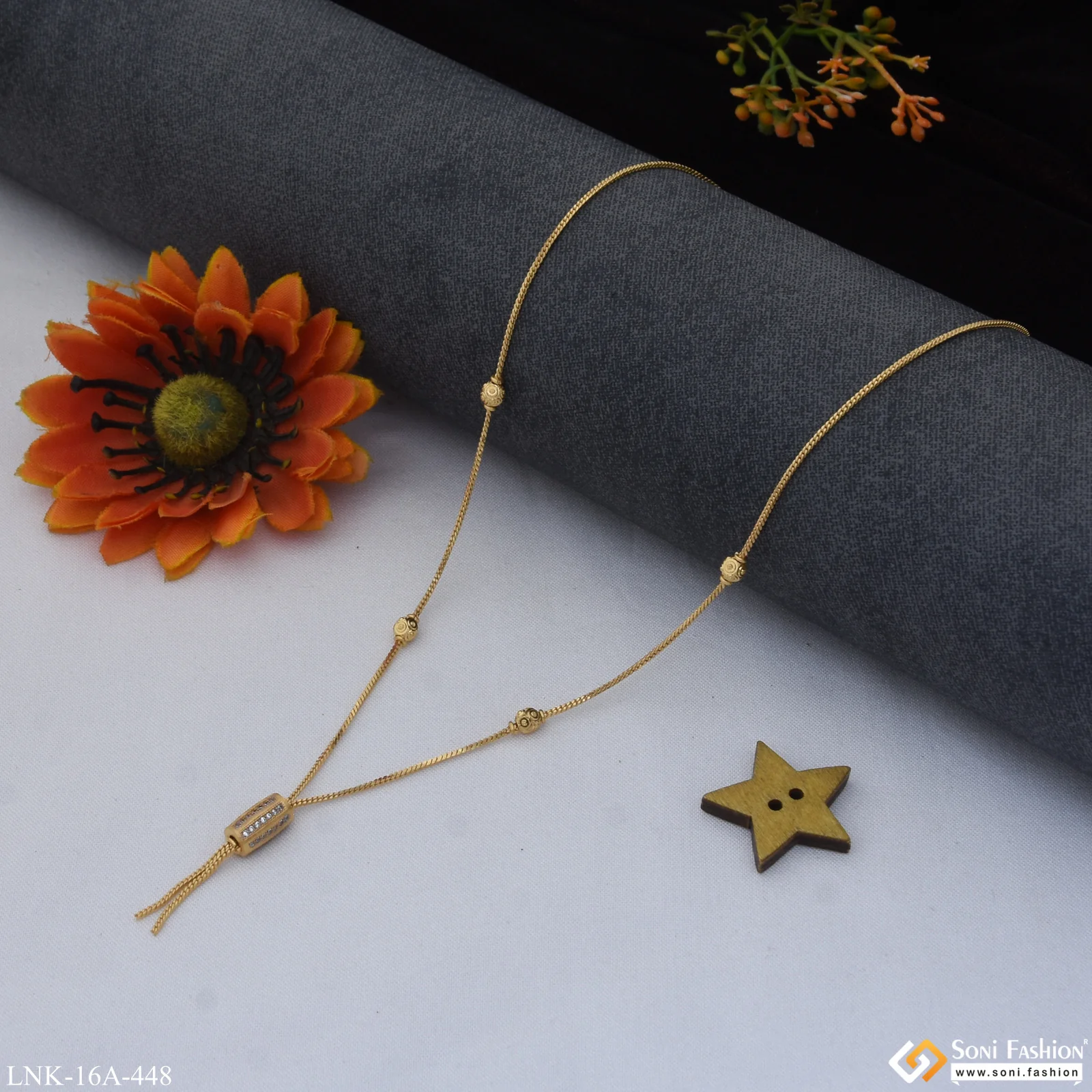1 Gram Gold Plated with Diamond Funky Design Necklace for Ladies - Style A448 - Image 3