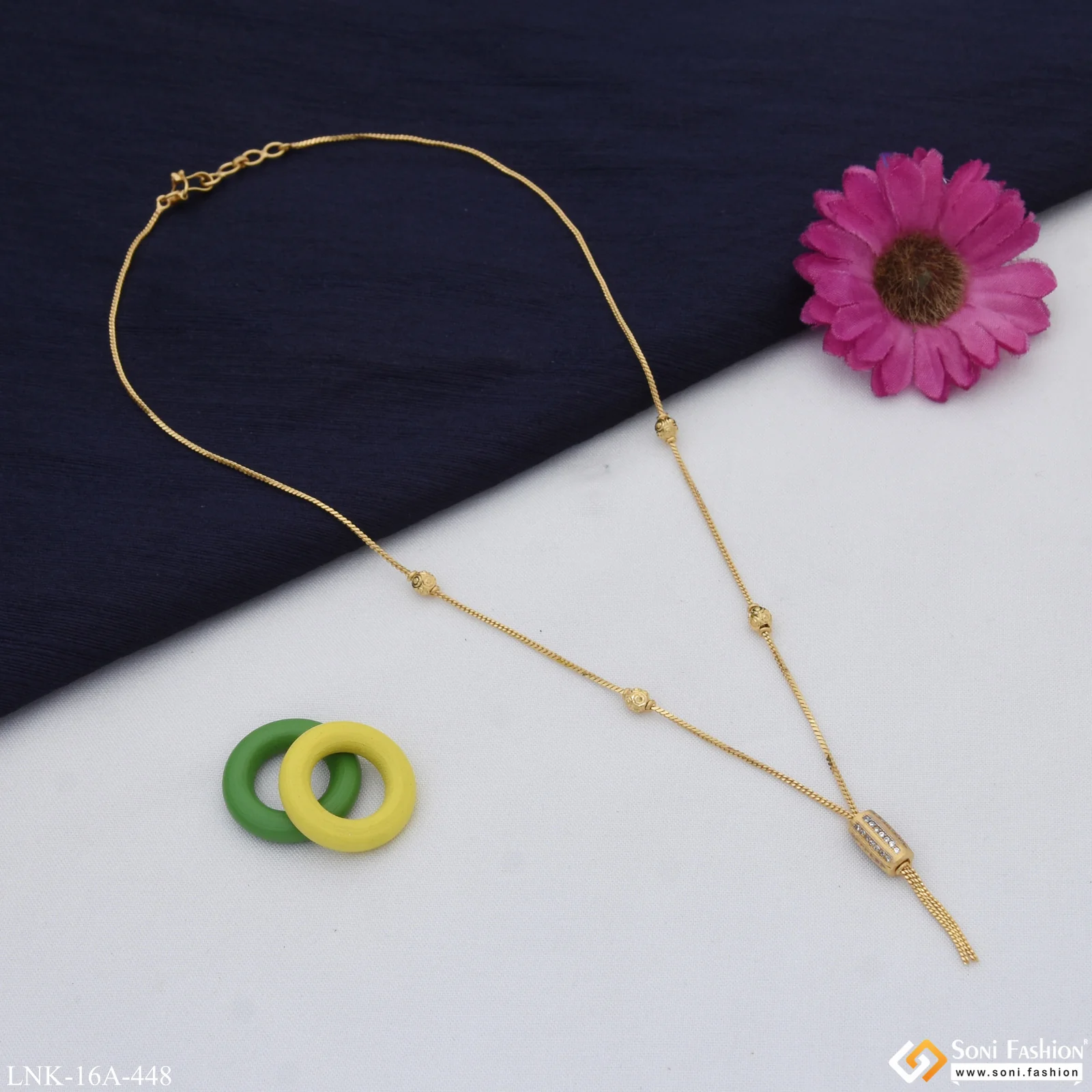 1 Gram Gold Plated with Diamond Funky Design Necklace for Ladies - Style A448 - Image 4