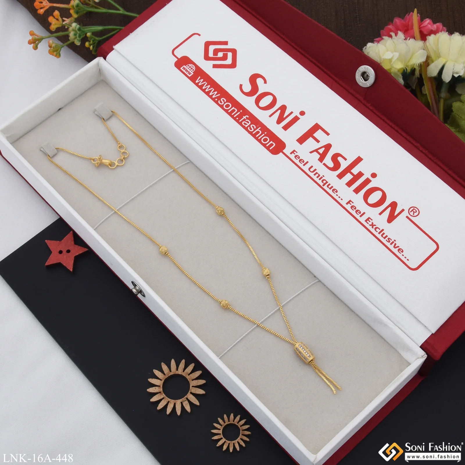 1 Gram Gold Plated with Diamond Funky Design Necklace for Ladies - Style A448 - Image 5