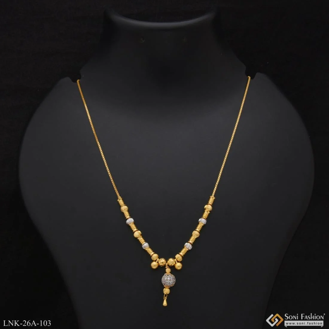 1 Gram Gold Plated with Diamond Glittering Design Necklace for Ladies - Style A103 - Image 2
