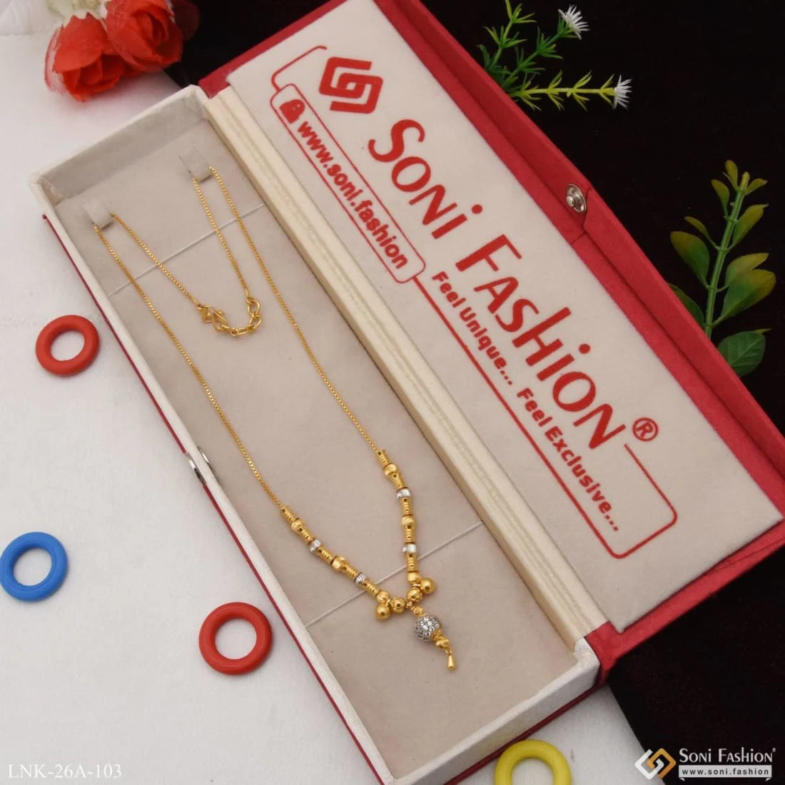 1 Gram Gold Plated with Diamond Glittering Design Necklace for Ladies - Style A103 - Image 3