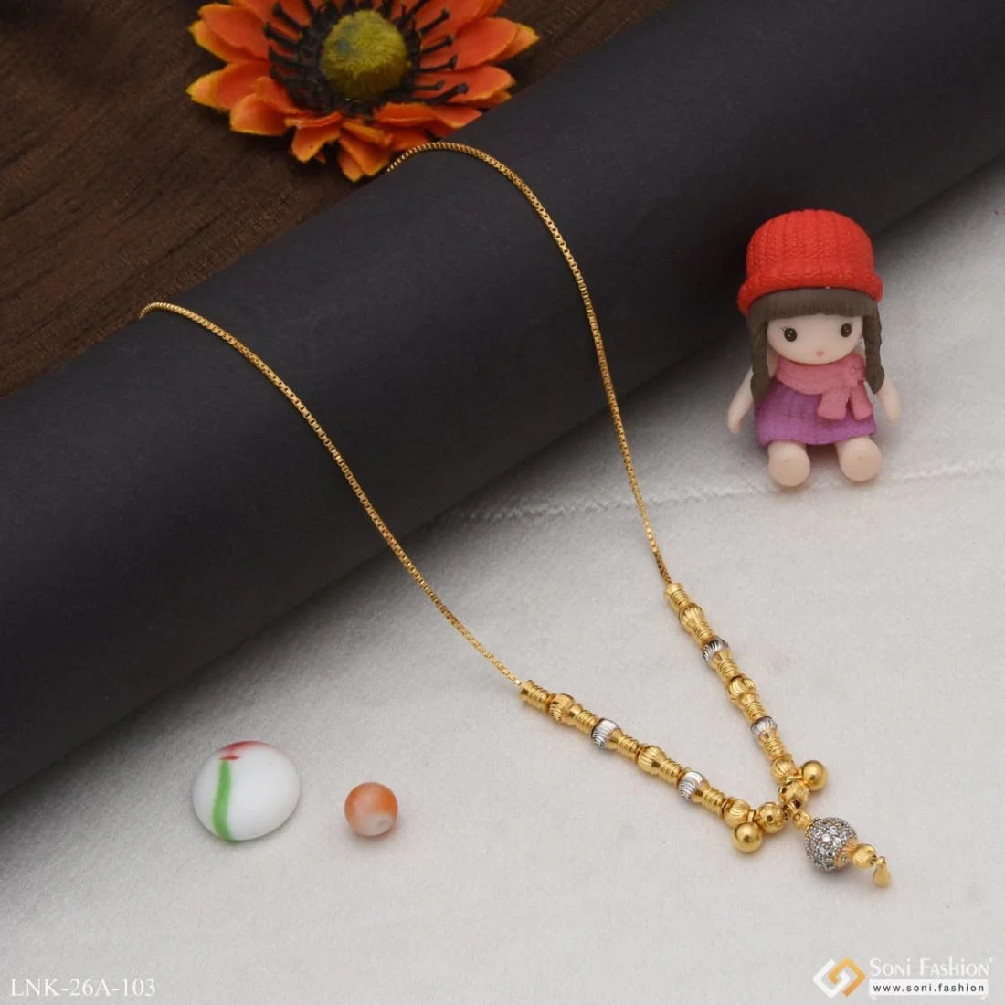 1 Gram Gold Plated with Diamond Glittering Design Necklace for Ladies - Style A103 - Image 5