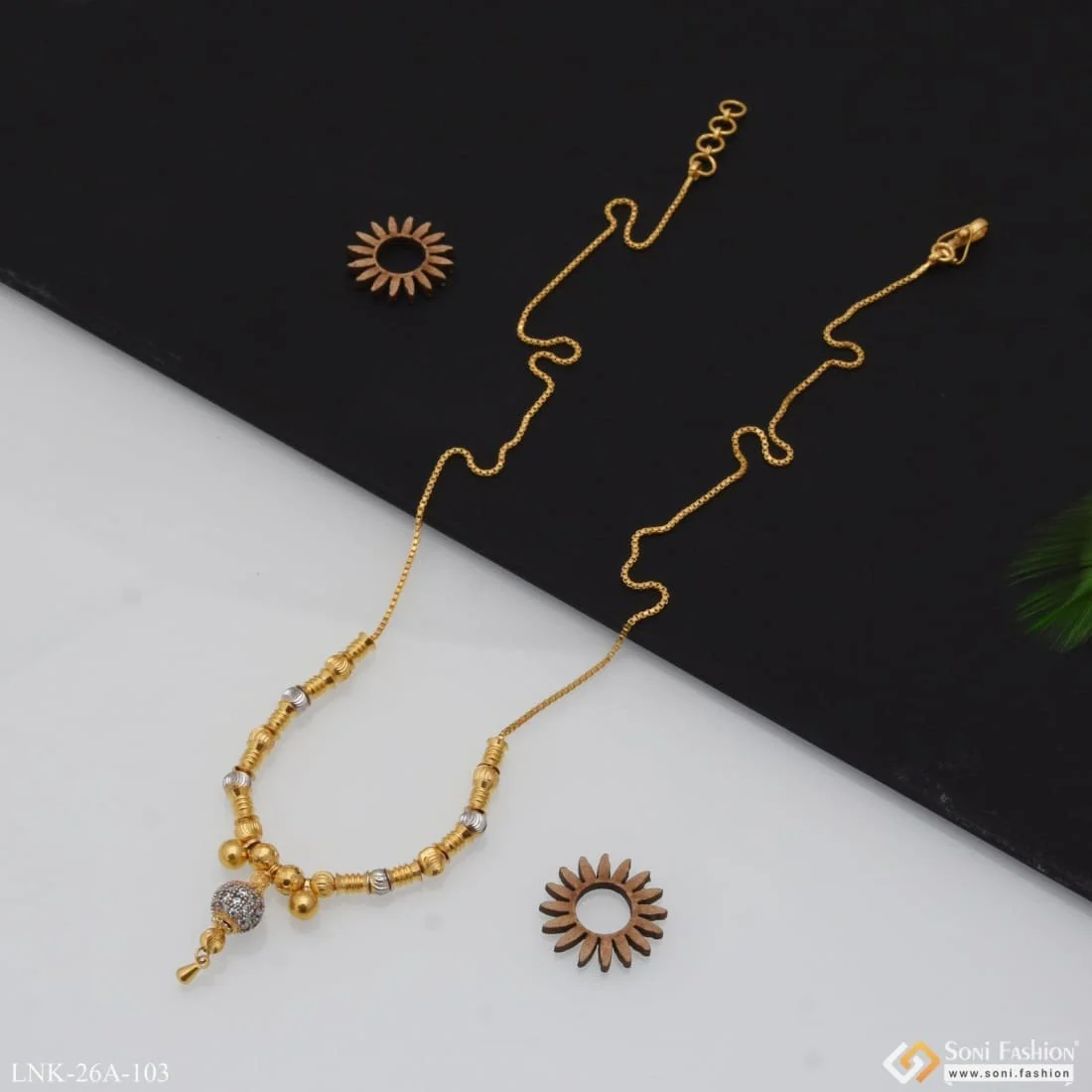 1 Gram Gold Plated with Diamond Glittering Design Necklace for Ladies - Style A103 - Image 6