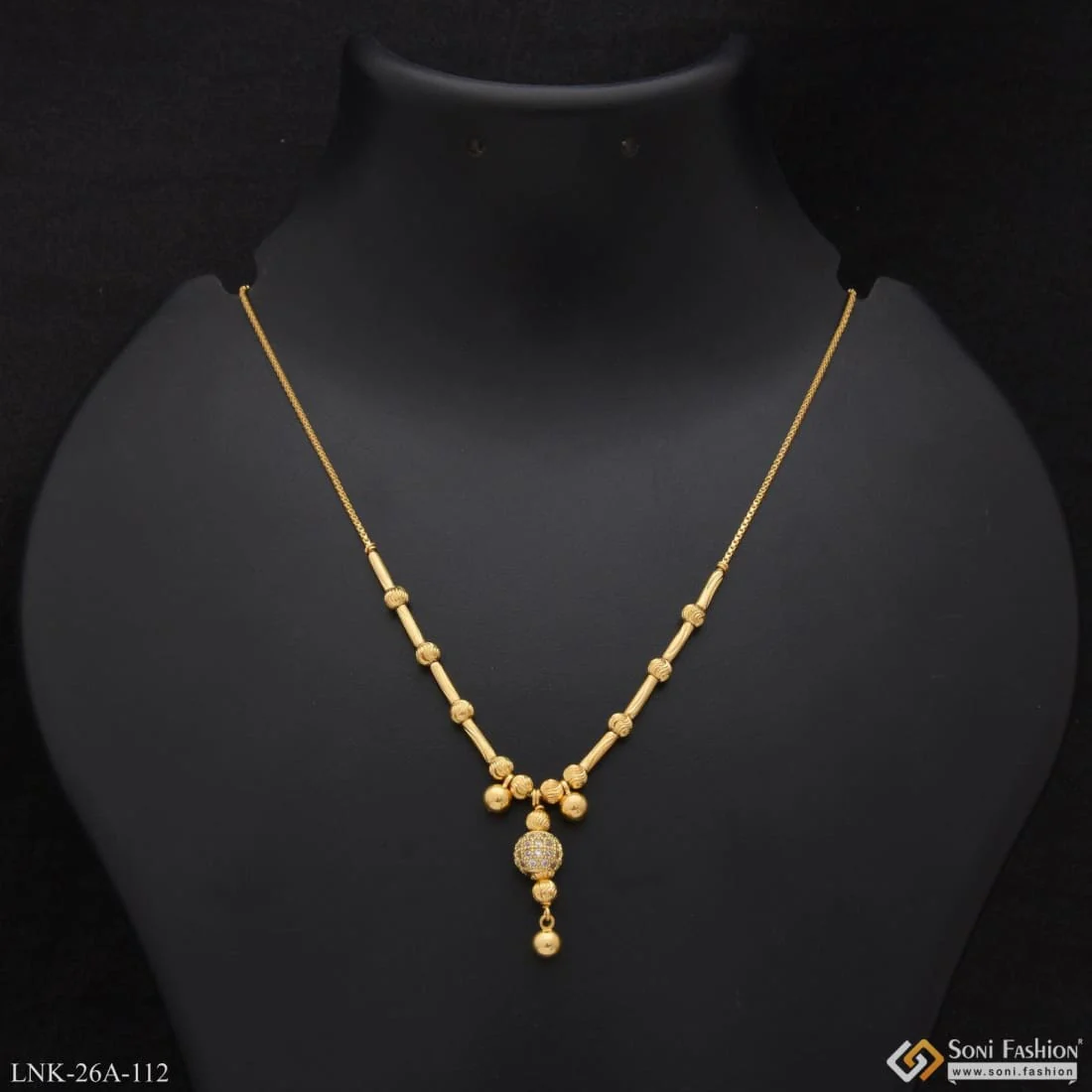 1 Gram Gold Plated With Diamond Graceful Design Necklace For Ladies - Style A112