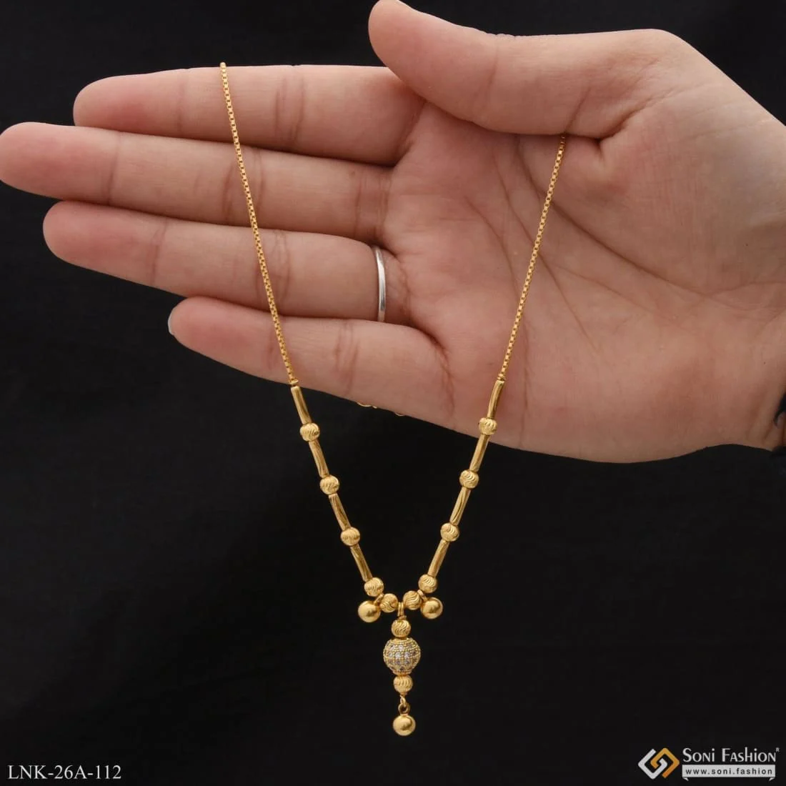 1 Gram Gold Plated With Diamond Graceful Design Necklace For Ladies - Style A112 - Image 3