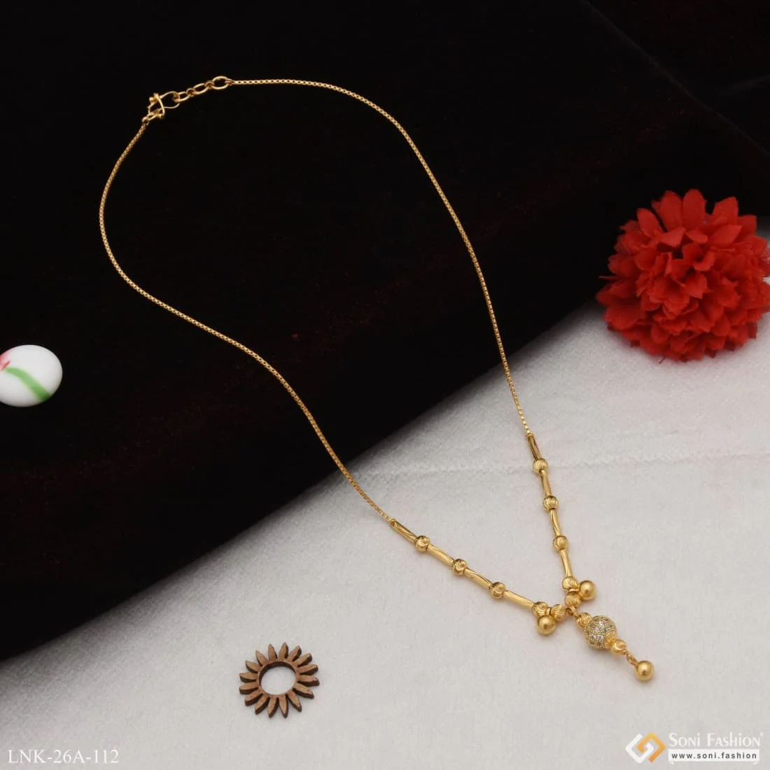 1 Gram Gold Plated With Diamond Graceful Design Necklace For Ladies - Style A112 - Image 4