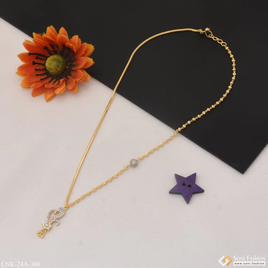 1 Gram Gold Plated with Diamond High-Class Design Necklace for Ladies - Style A300 - Image 4