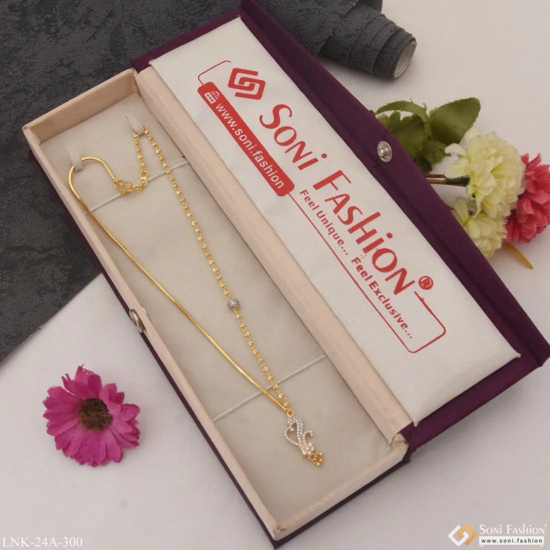 1 Gram Gold Plated with Diamond High-Class Design Necklace for Ladies - Style A300 - Image 5