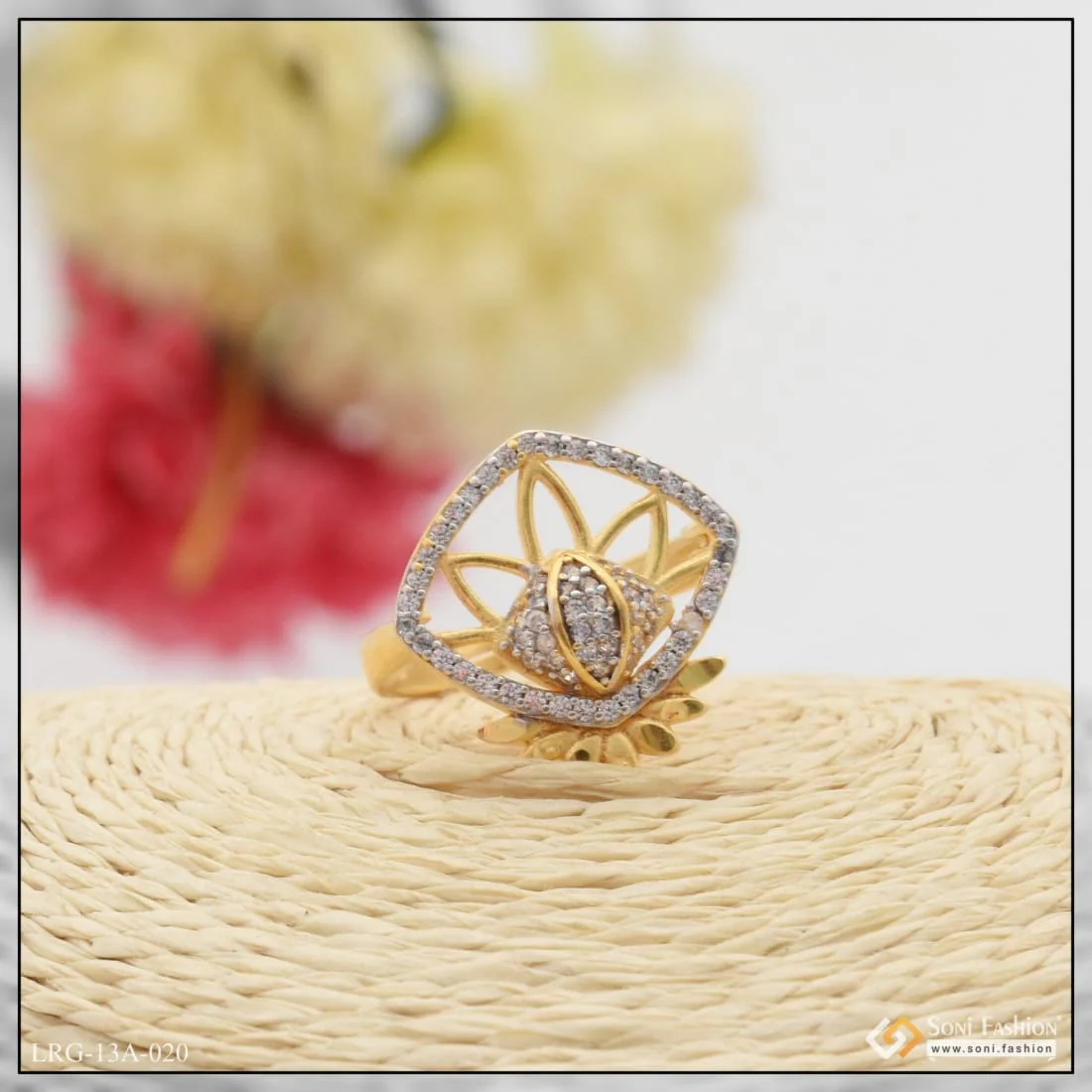 1 Gram Gold Plated With Diamond High-class Design Ring For Ladies - Style Lrg-020 - Image 5