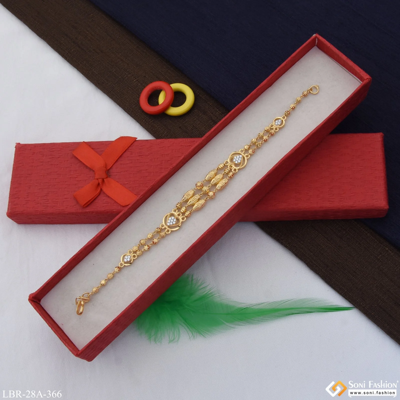 1 Gram Gold Plated with Diamond Lovely Design Bracelet for Ladies - Style A366 - Image 4