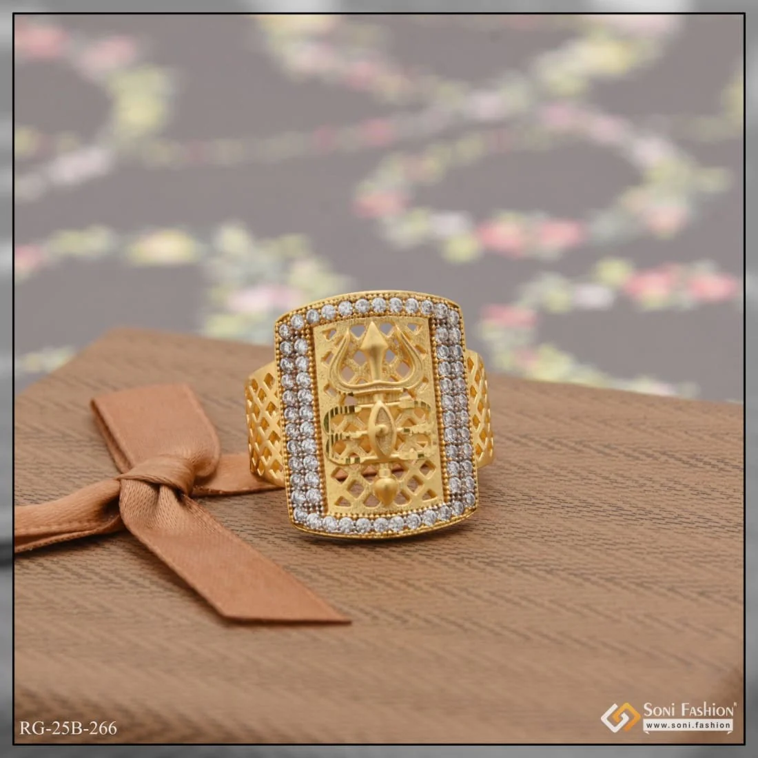 1 Gram Gold Plated with Diamond Lovely Design High-Quality Ring for Men - Style B266 - Image 2