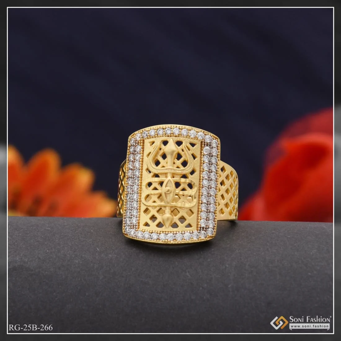 1 Gram Gold Plated with Diamond Lovely Design High-Quality Ring for Men - Style B266 - Image 4
