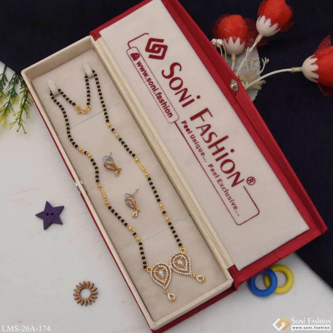 1 Gram Gold Plated With Diamond Lovely Design Mangalsutra Set For Women - Style A174 - Image 4
