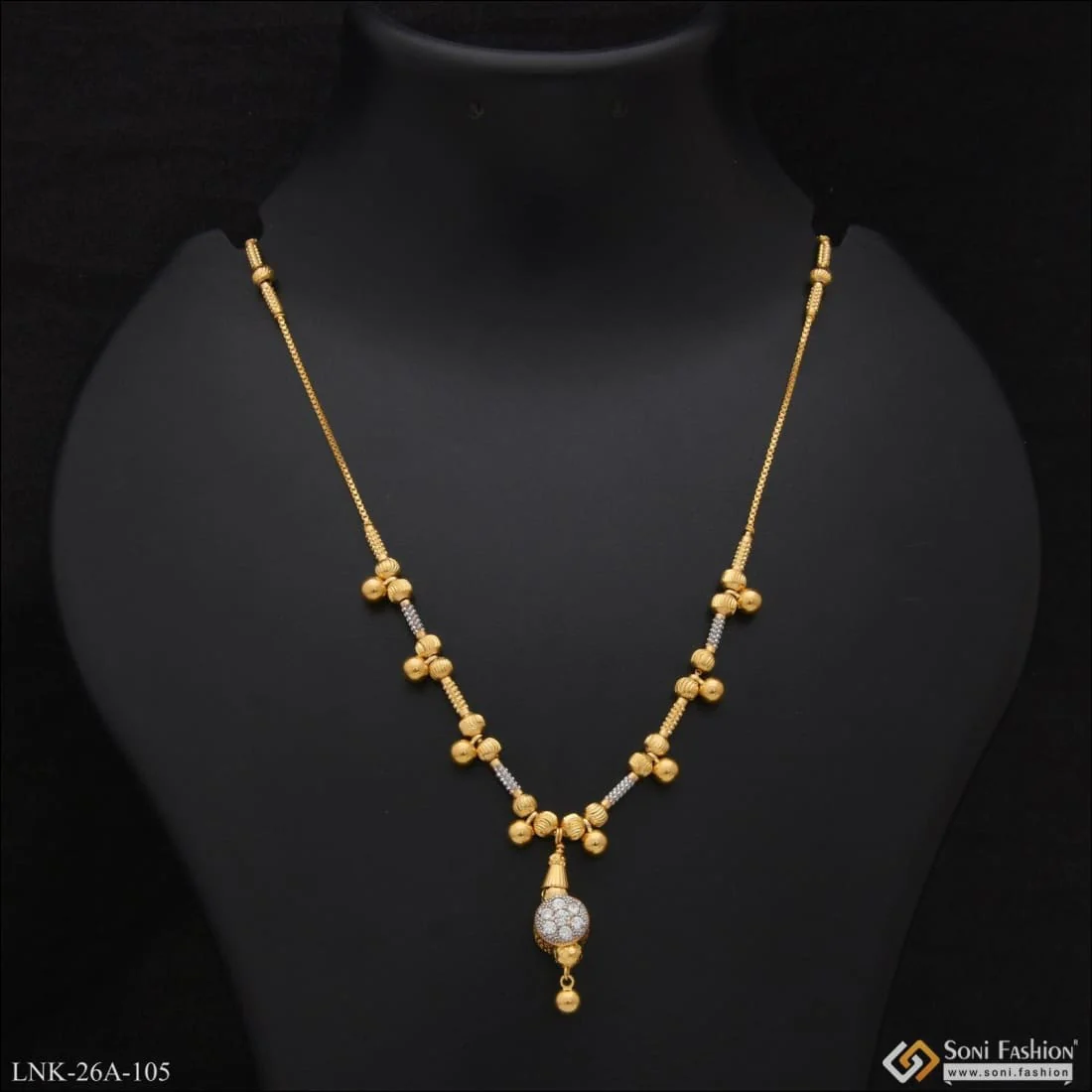 1 Gram Gold Plated with Diamond Lovely Design Necklace for Ladies - Style A105 - Image 2