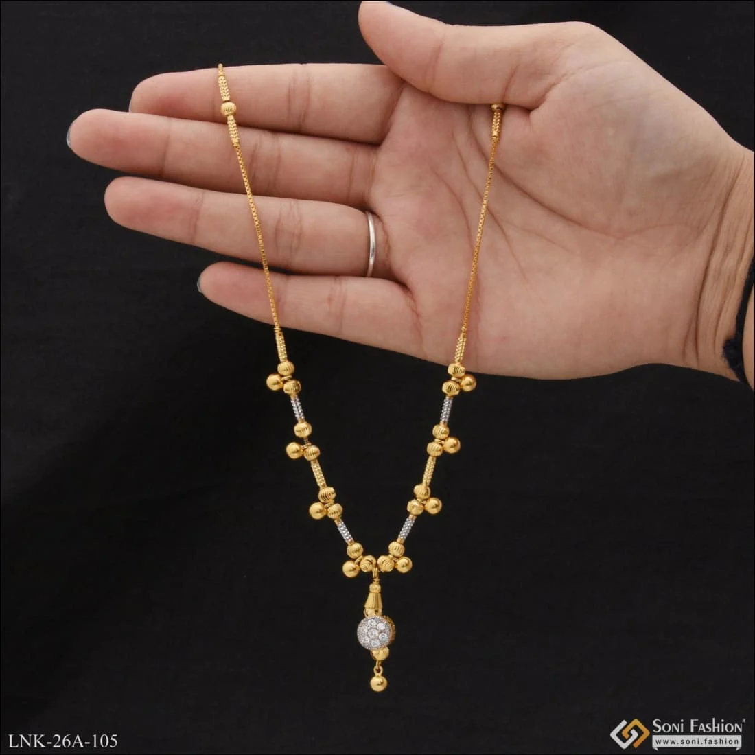1 Gram Gold Plated with Diamond Lovely Design Necklace for Ladies - Style A105 - Image 3