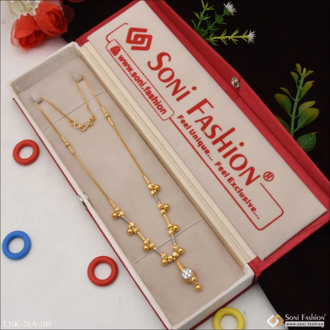 1 Gram Gold Plated with Diamond Lovely Design Necklace for Ladies - Style A105 - Image 4