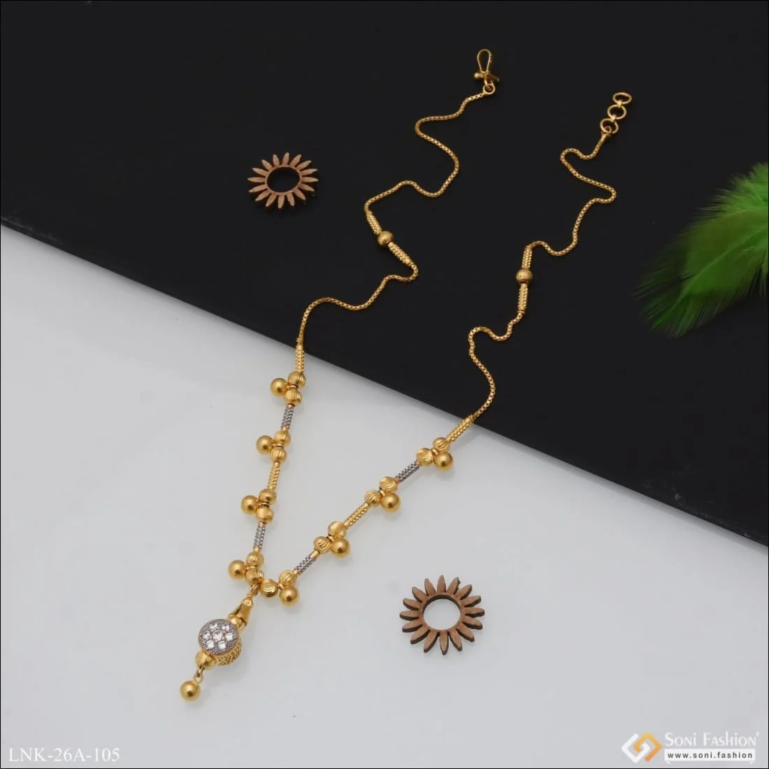 1 Gram Gold Plated with Diamond Lovely Design Necklace for Ladies - Style A105 - Image 5