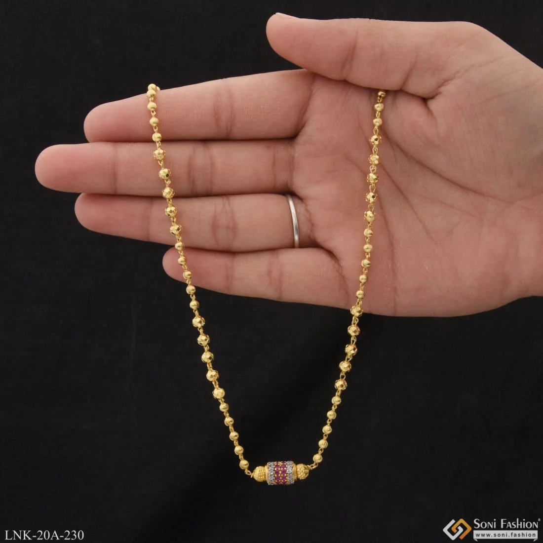 1 Gram Gold Plated with Diamond Lovely Design Necklace for Ladies - Style A230 - Image 2