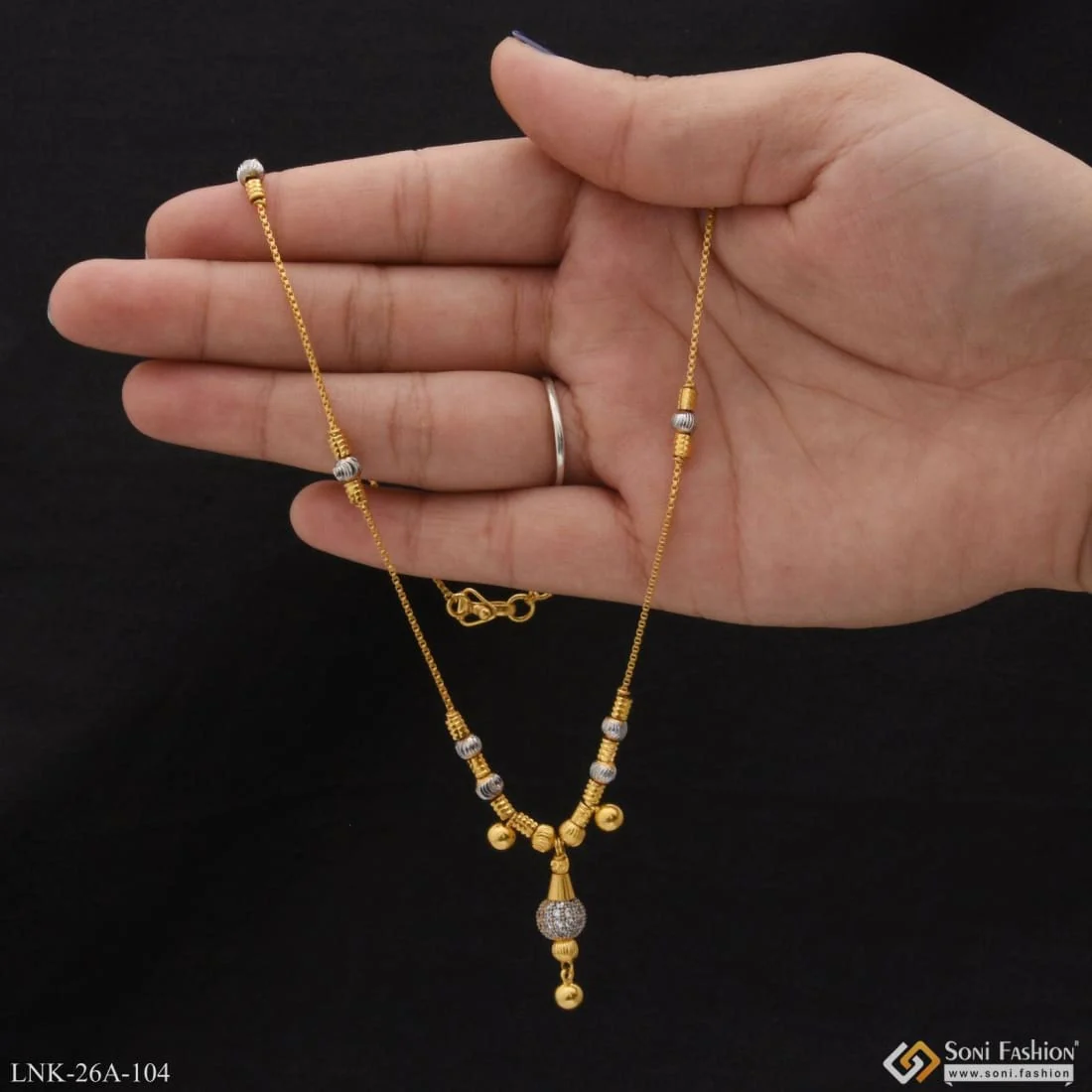 1 Gram Gold Plated with Diamond Classic Design Necklace for Ladies - Style A104 - Image 3