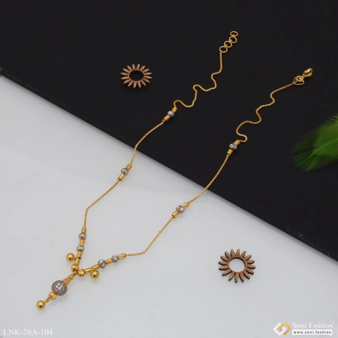 1 Gram Gold Plated with Diamond Classic Design Necklace for Ladies - Style A104 - Image 4
