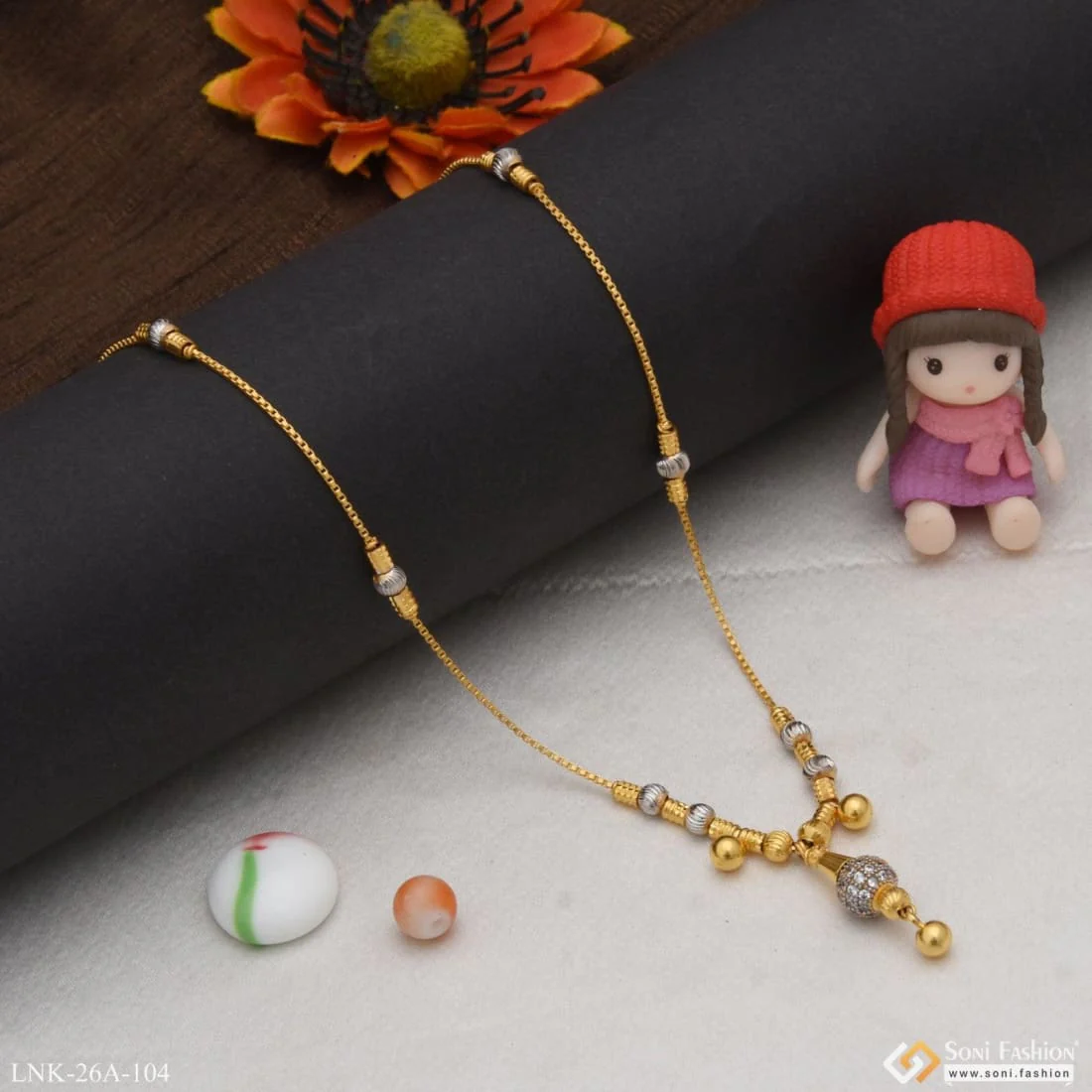 1 Gram Gold Plated with Diamond Classic Design Necklace for Ladies - Style A104 - Image 5