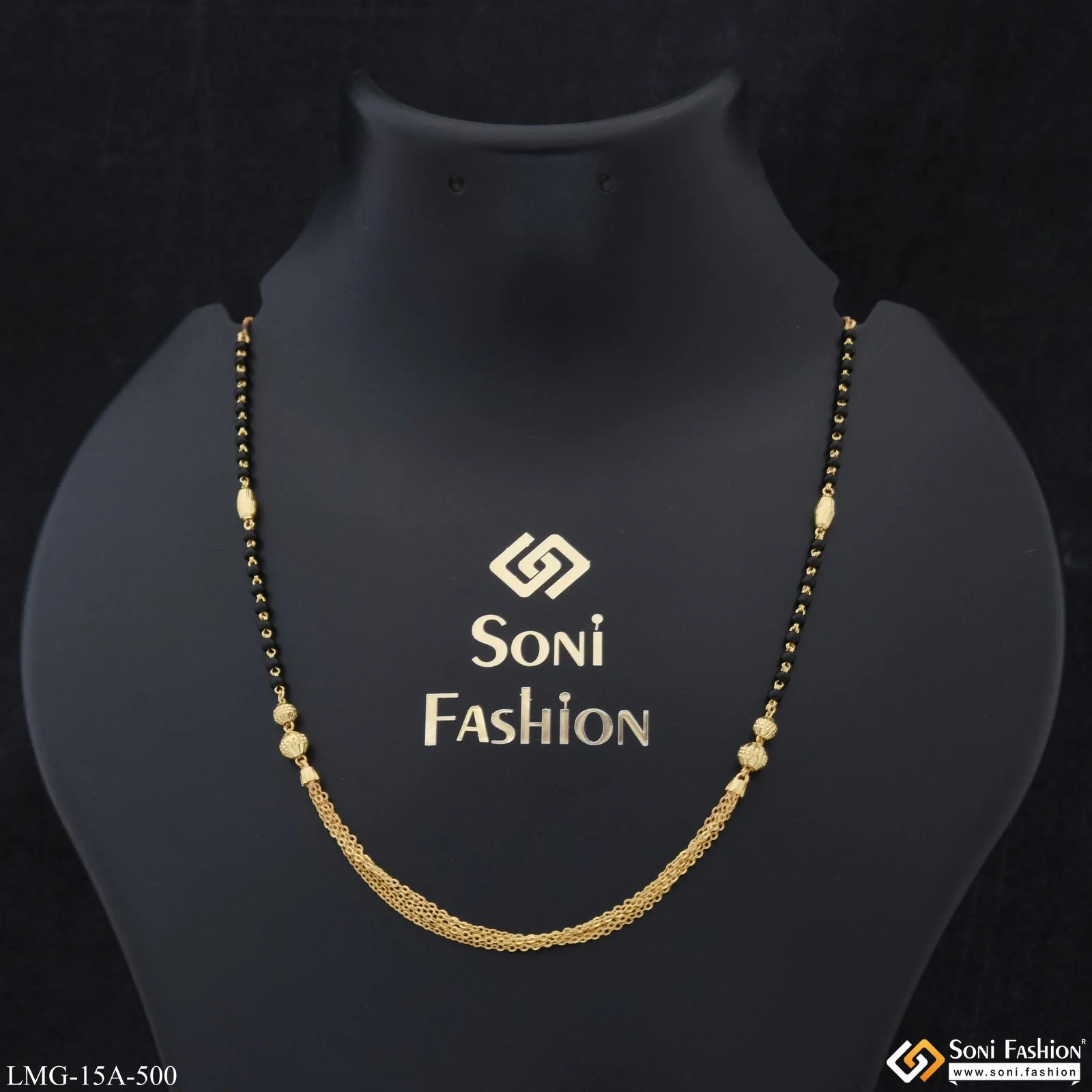 1 Gram Gold Plated with Diamond New Style Mangalsutra for Women - Style A500