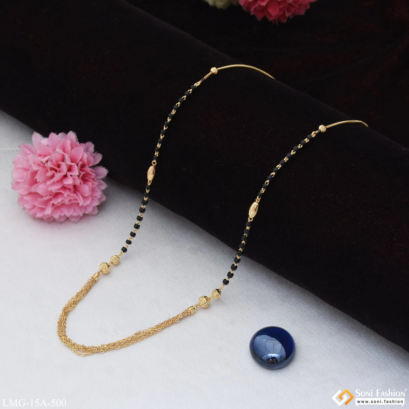 1 Gram Gold Plated with Diamond New Style Mangalsutra for Women - Style A500 - Image 3