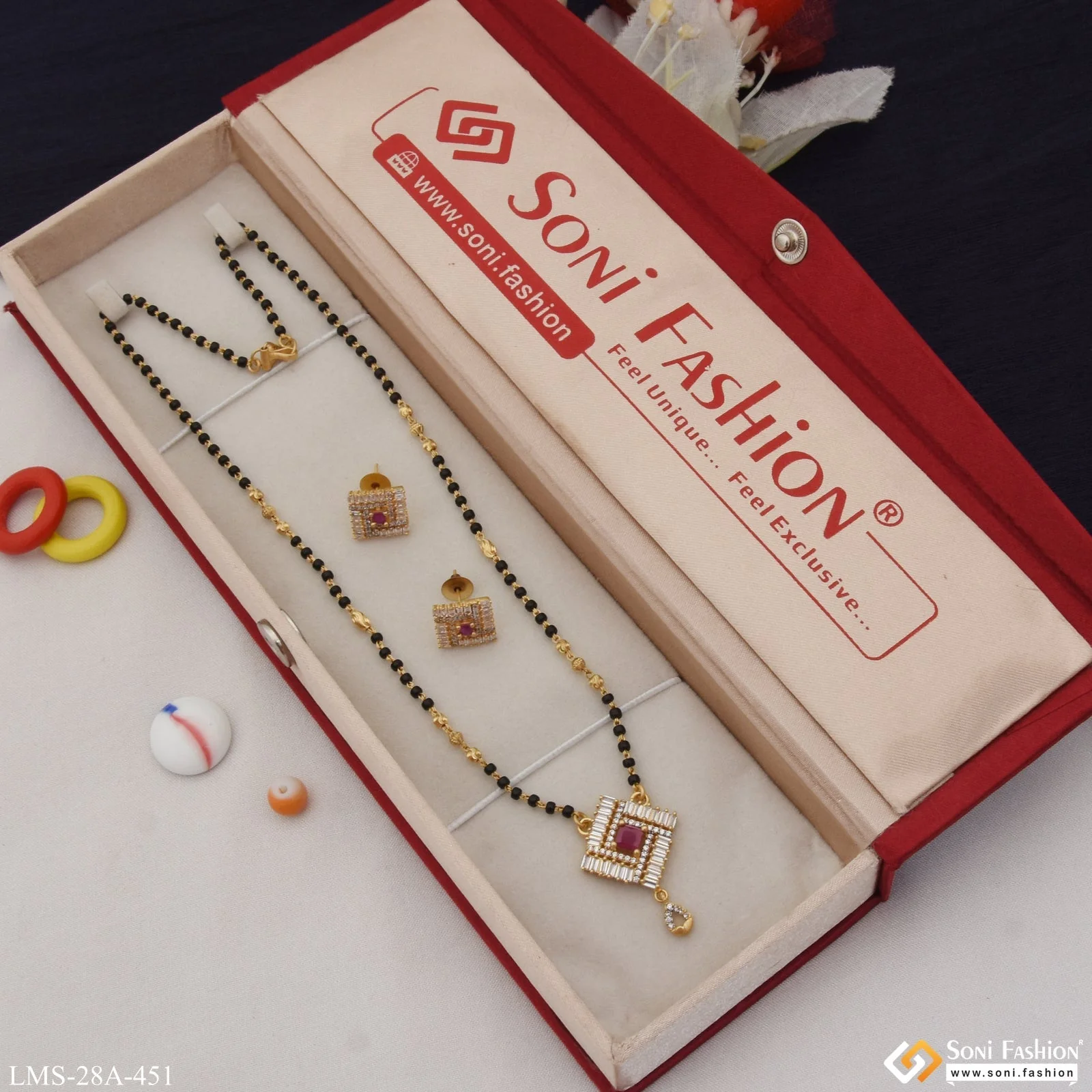 1 Gram Gold Plated with Diamond New Style Mangalsutra Set for Women - Style A451 - Image 2