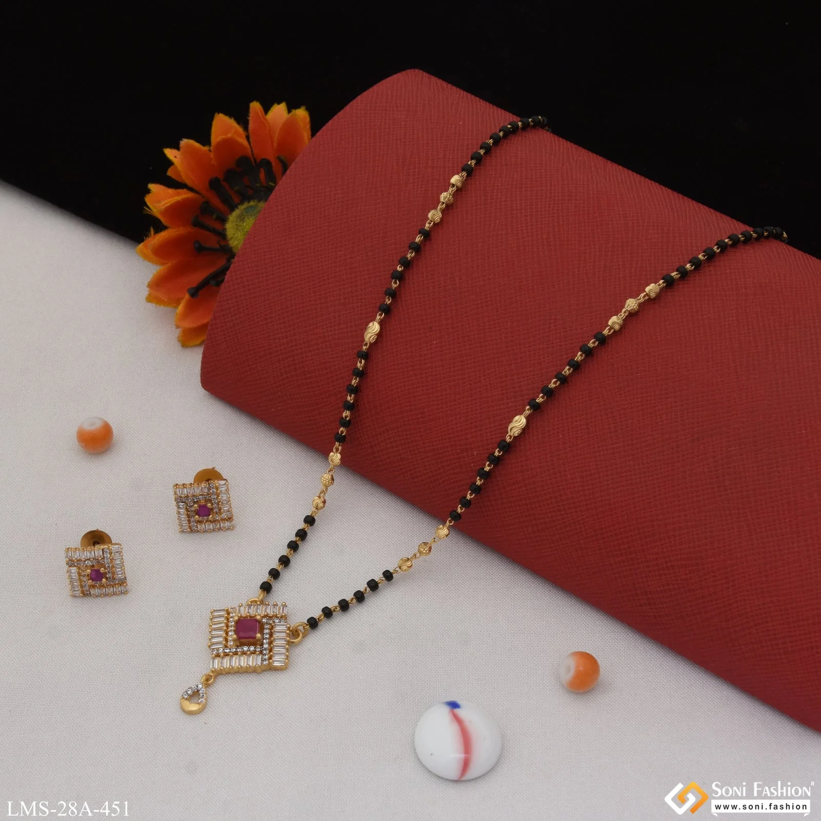 1 Gram Gold Plated with Diamond New Style Mangalsutra Set for Women - Style A451 - Image 5