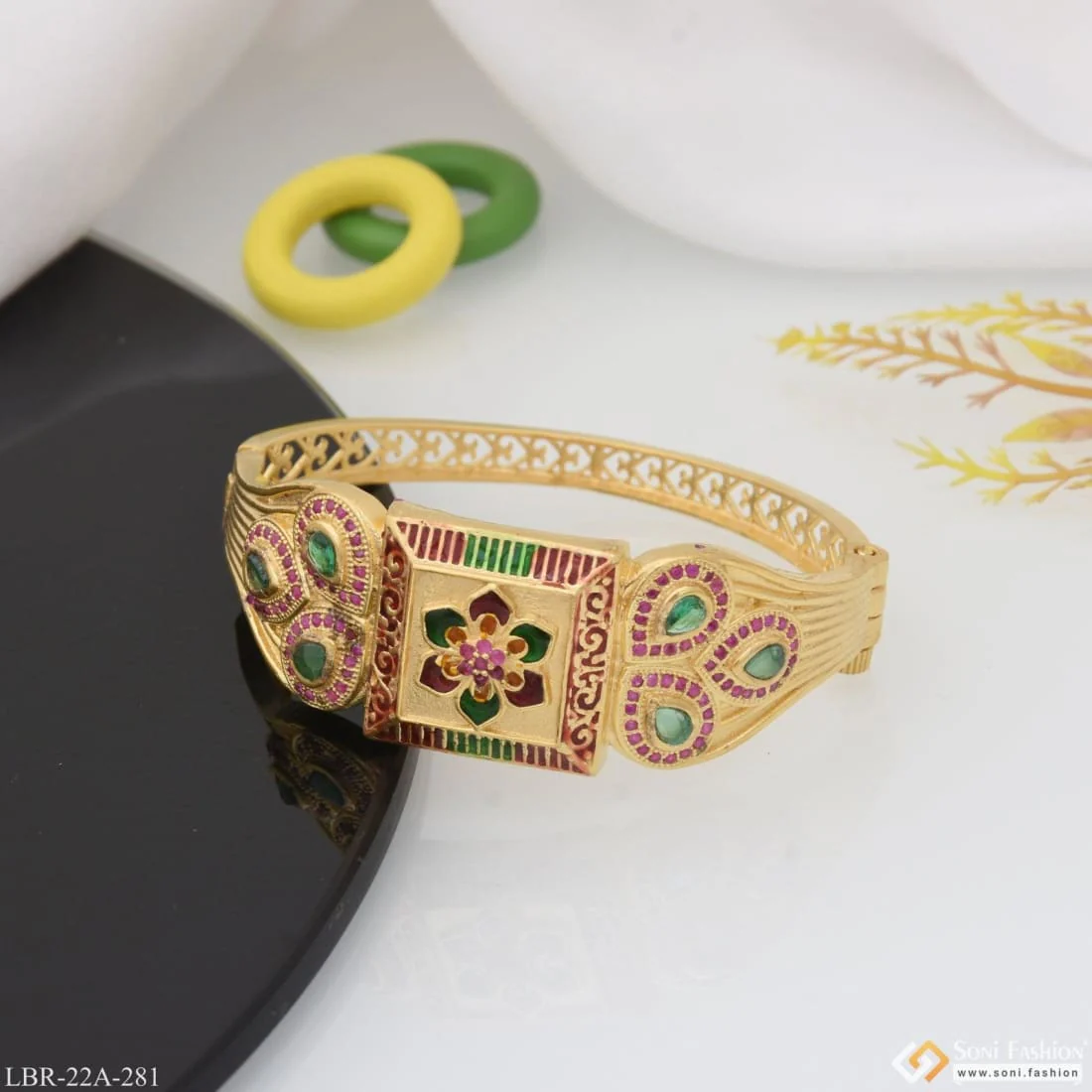 1 Gram Gold Plated With Diamond Stunning Design Bracelet For Ladies - Style A281 - Image 3