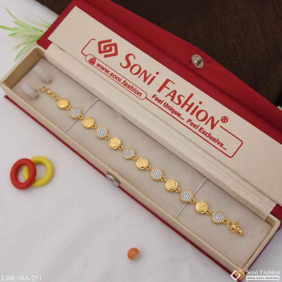 1 Gram Gold Plated With Diamond Superior Quality Bracelet For Lady - Style A251 - Image 2