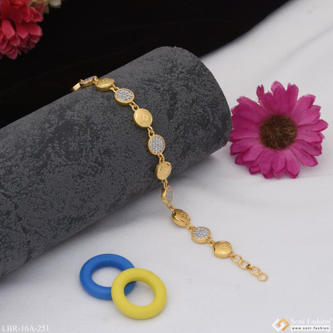 1 Gram Gold Plated With Diamond Superior Quality Bracelet For Lady - Style A251 - Image 4