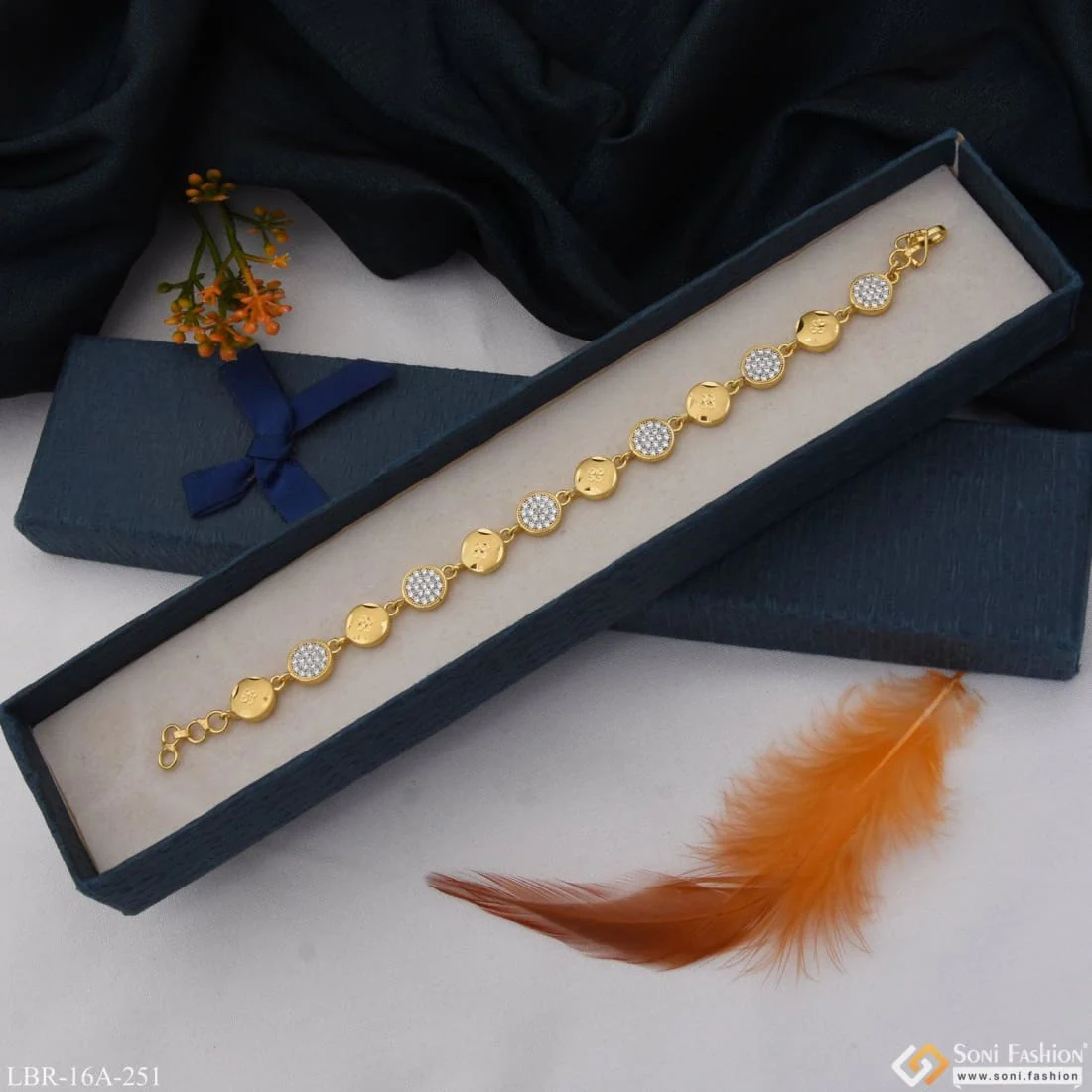 1 Gram Gold Plated With Diamond Superior Quality Bracelet For Lady - Style A251 - Image 5