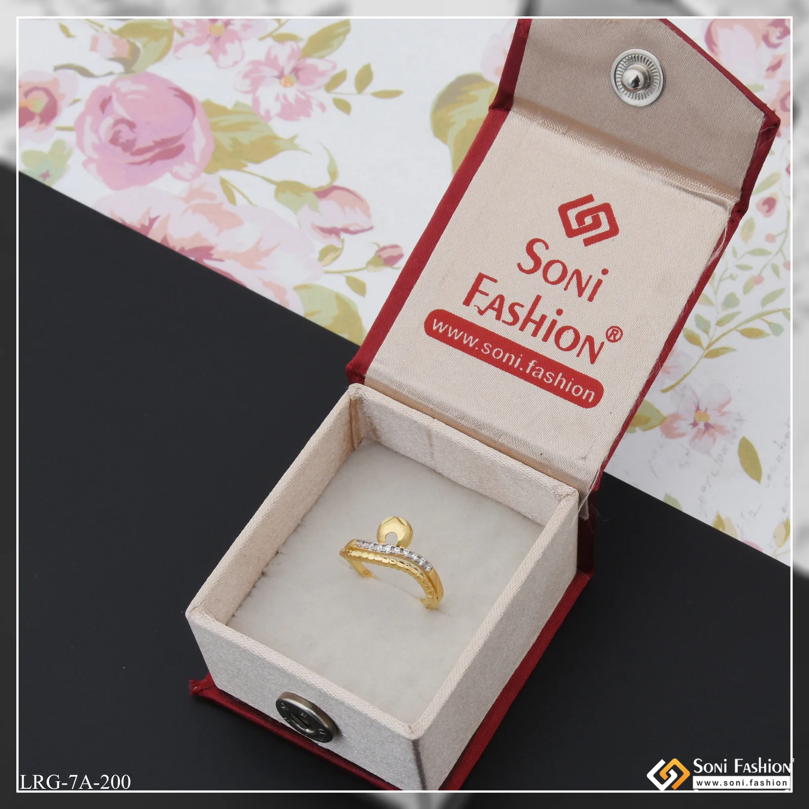 1 Gram Gold Plated with Diamond Superior Quality Ring for Ladies - Style A200 - Image 5