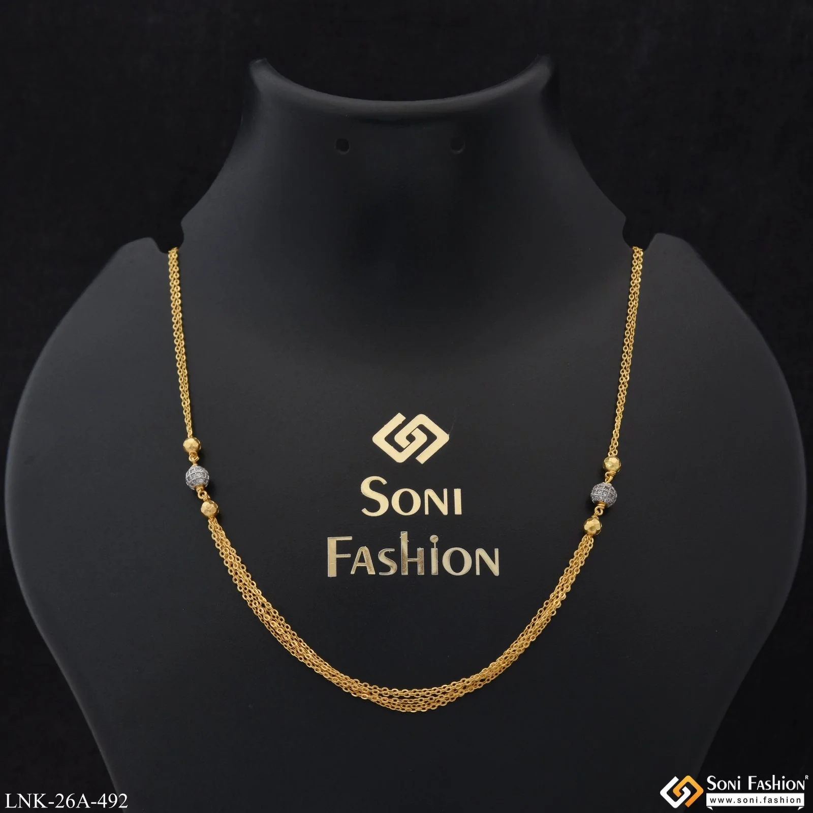 1 Gram Gold Plated with Diamond Unique Design Necklace for Ladies - Style A492