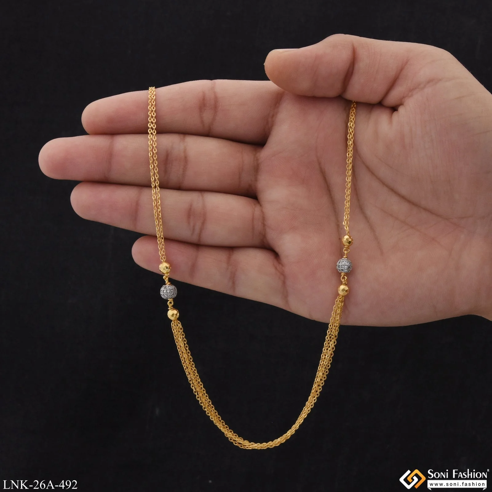 1 Gram Gold Plated with Diamond Unique Design Necklace for Ladies - Style A492 - Image 2