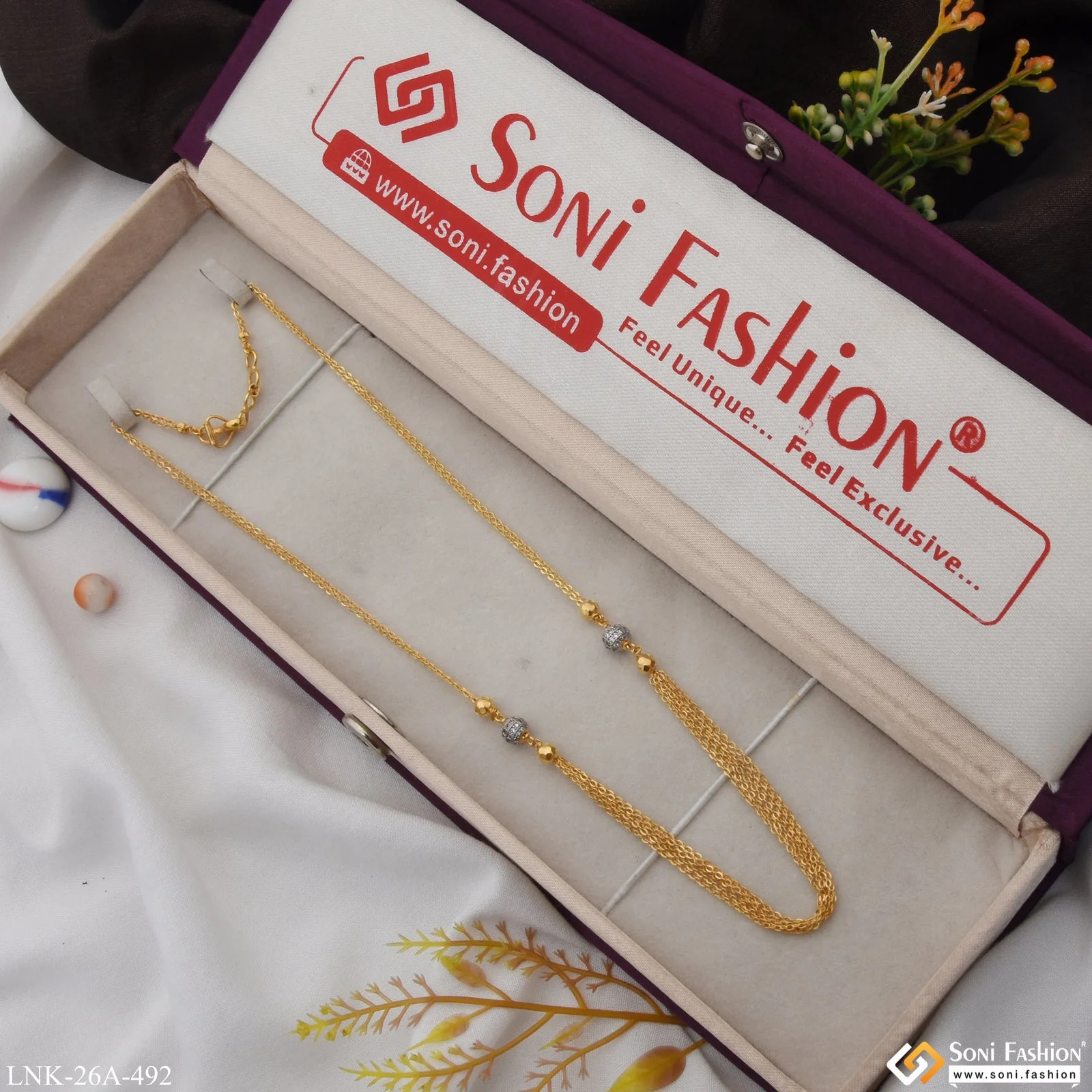 1 Gram Gold Plated with Diamond Unique Design Necklace for Ladies - Style A492 - Image 3