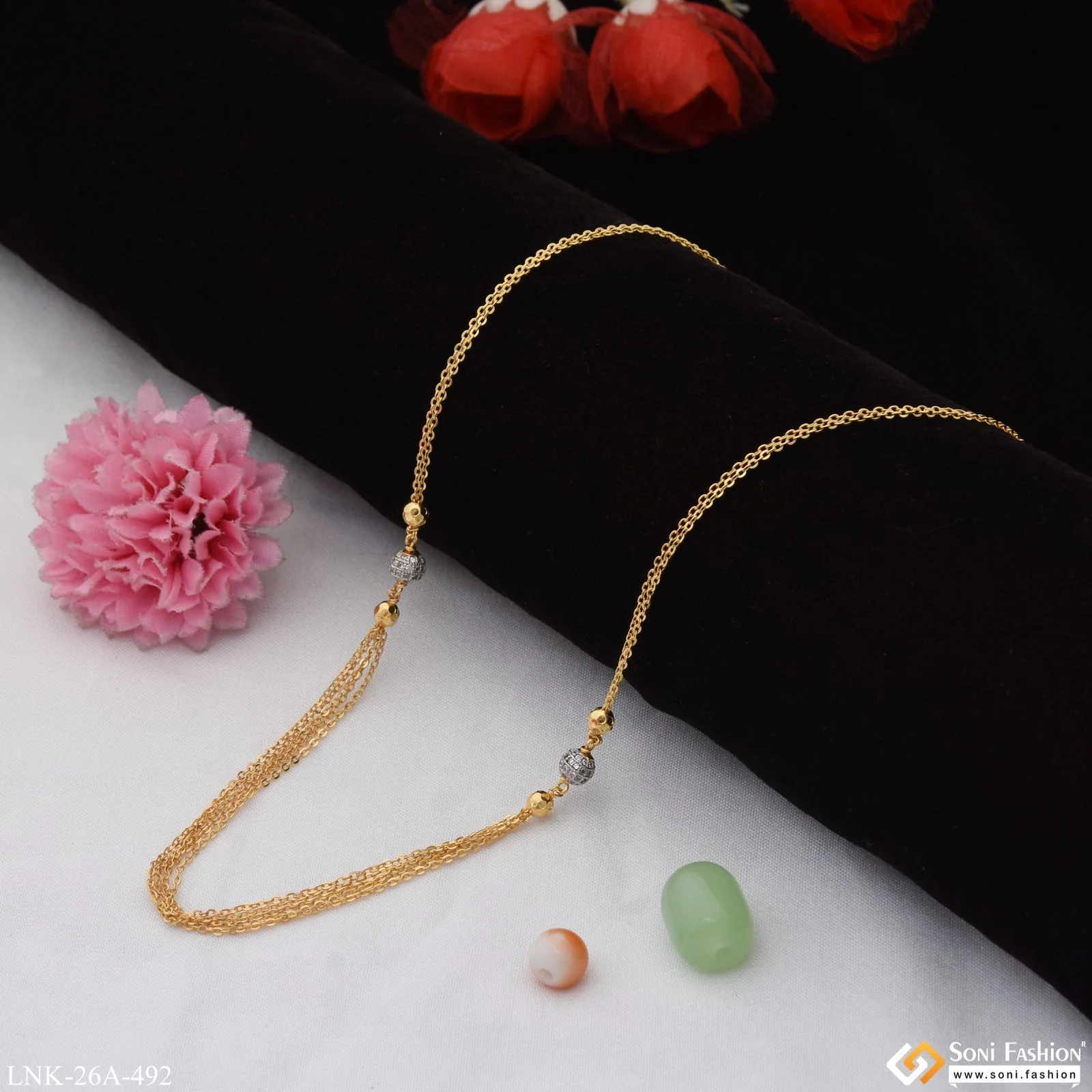 1 Gram Gold Plated with Diamond Unique Design Necklace for Ladies - Style A492 - Image 4