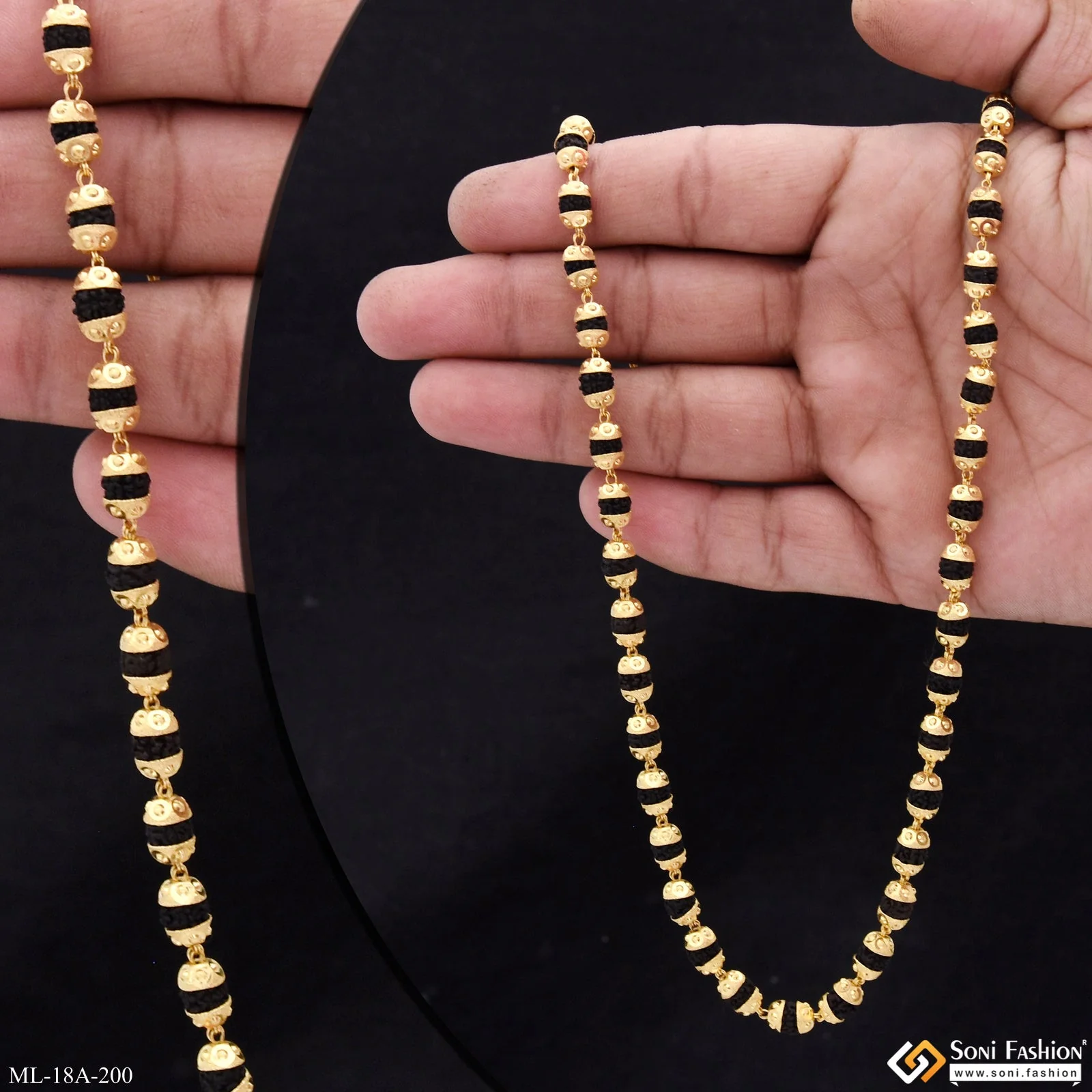 1 Gram Gold Plating Finely Detailed Design Rudraksha Mala for Men - Style A200 - Image 5