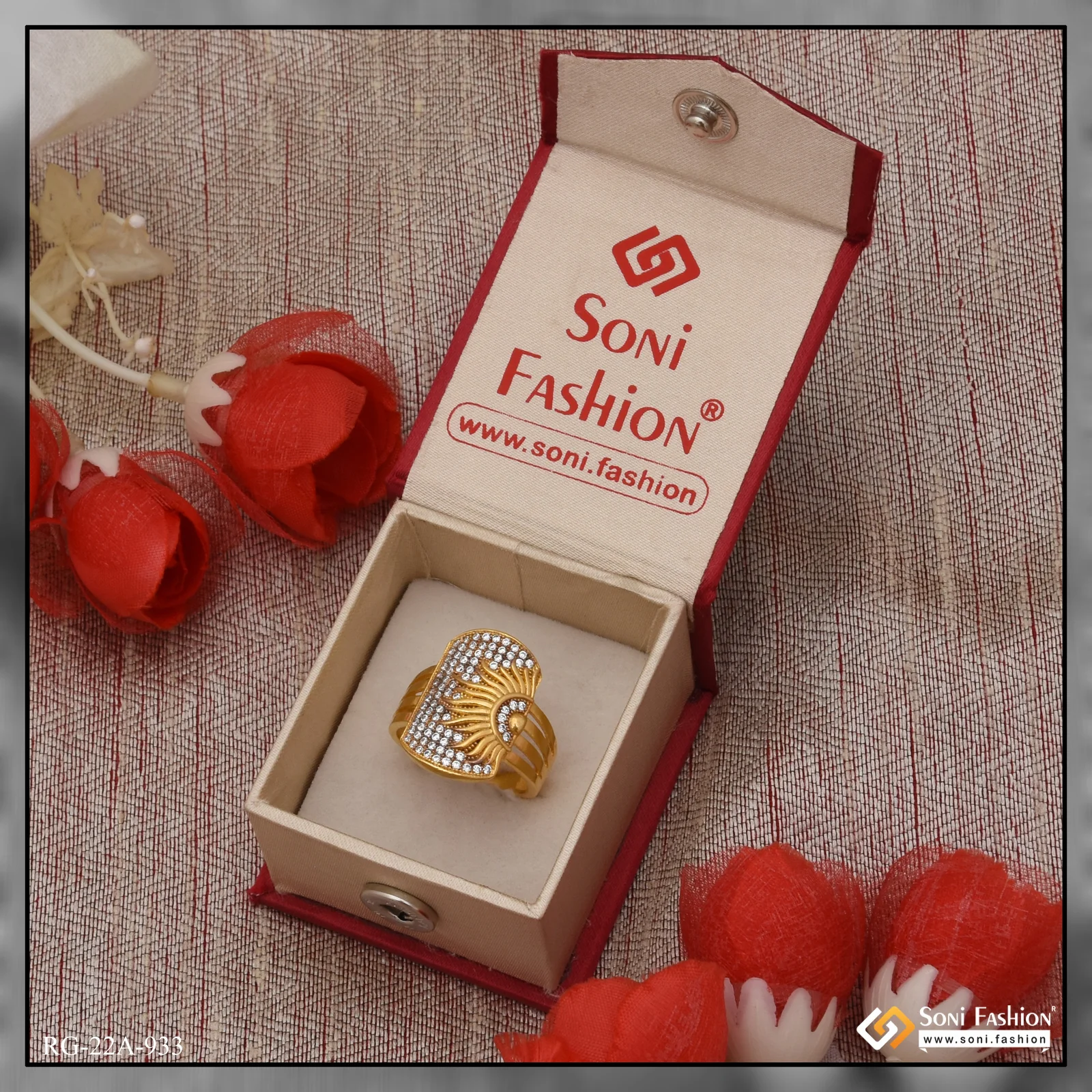 1 Gram Goldforming Sun With Diamond Best Quality Durable Design Ring - Style A933 - Image 3