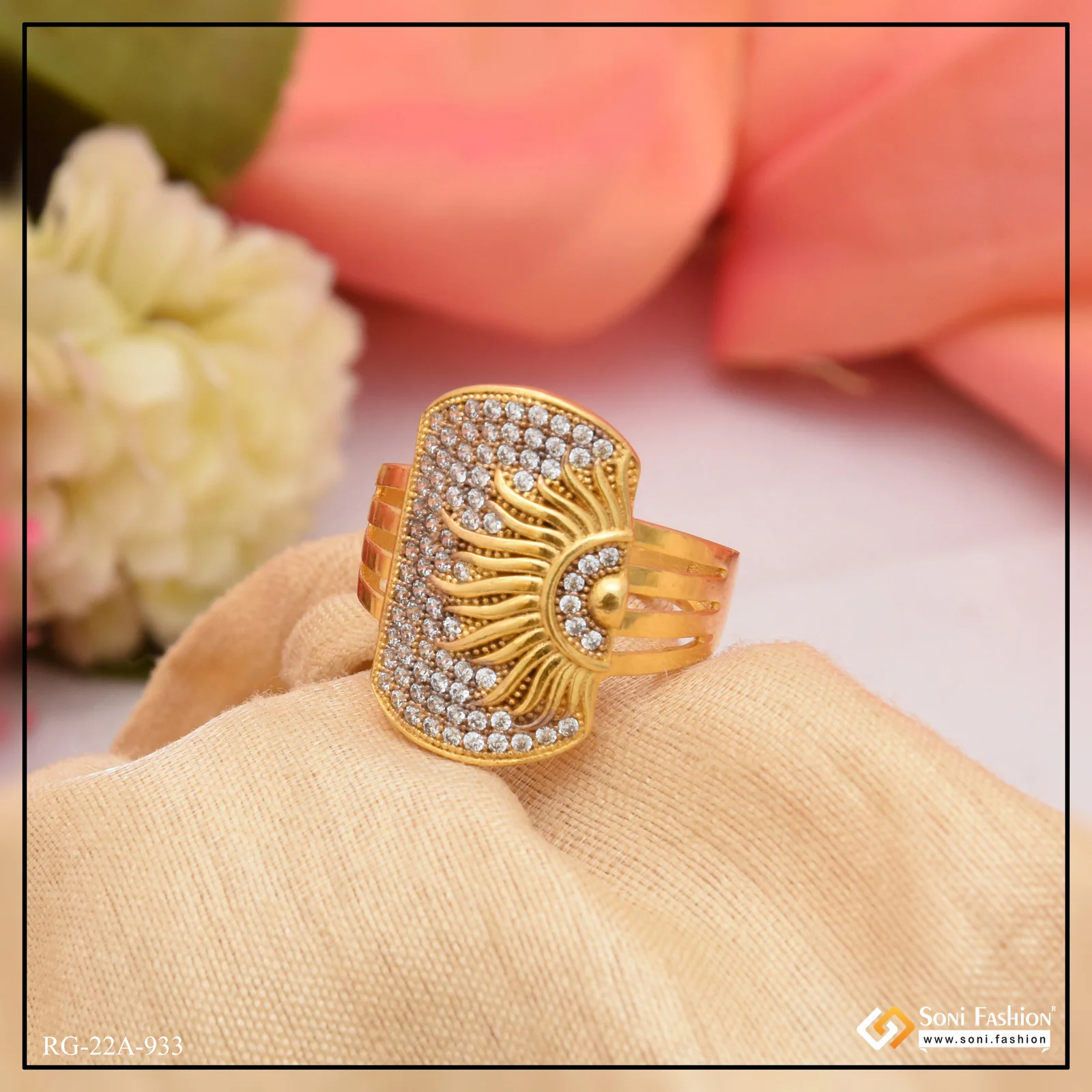 1 Gram Goldforming Sun With Diamond Best Quality Durable Design Ring - Style A933 - Image 6