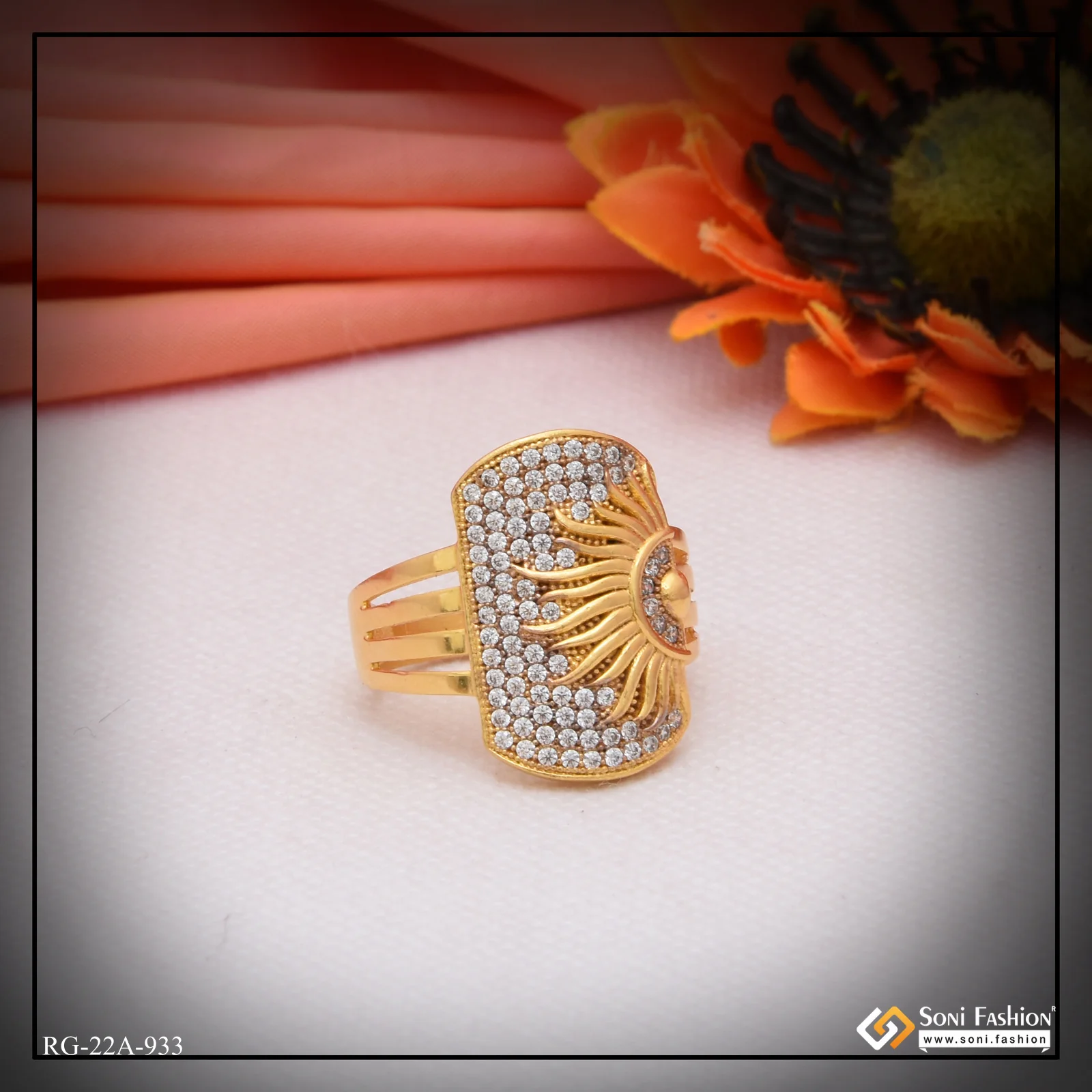 1 Gram Goldforming Sun With Diamond Best Quality Durable Design Ring - Style A933 - Image 7