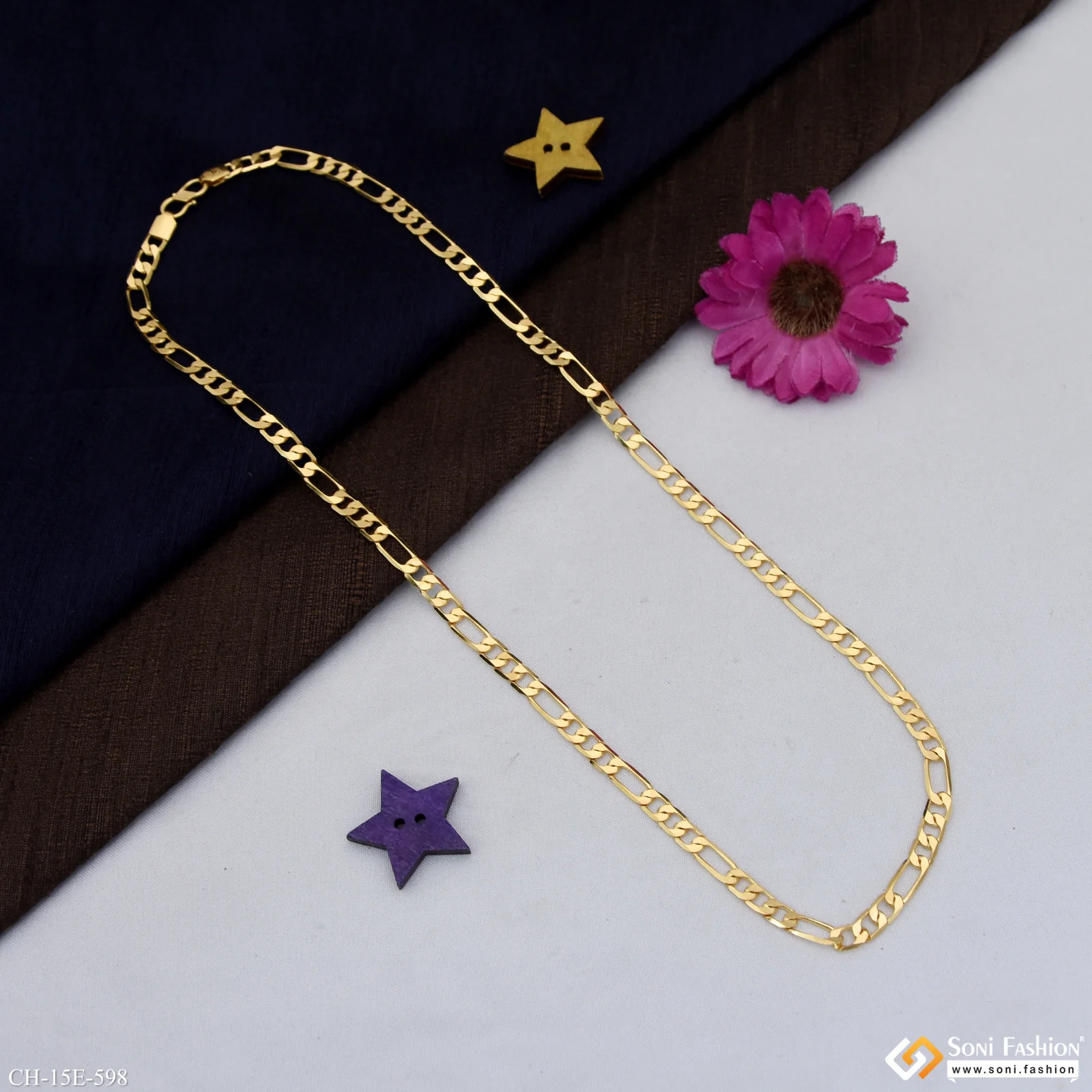 18k Gold Plated Sachin Chain for Men - Style E598 - Image 3