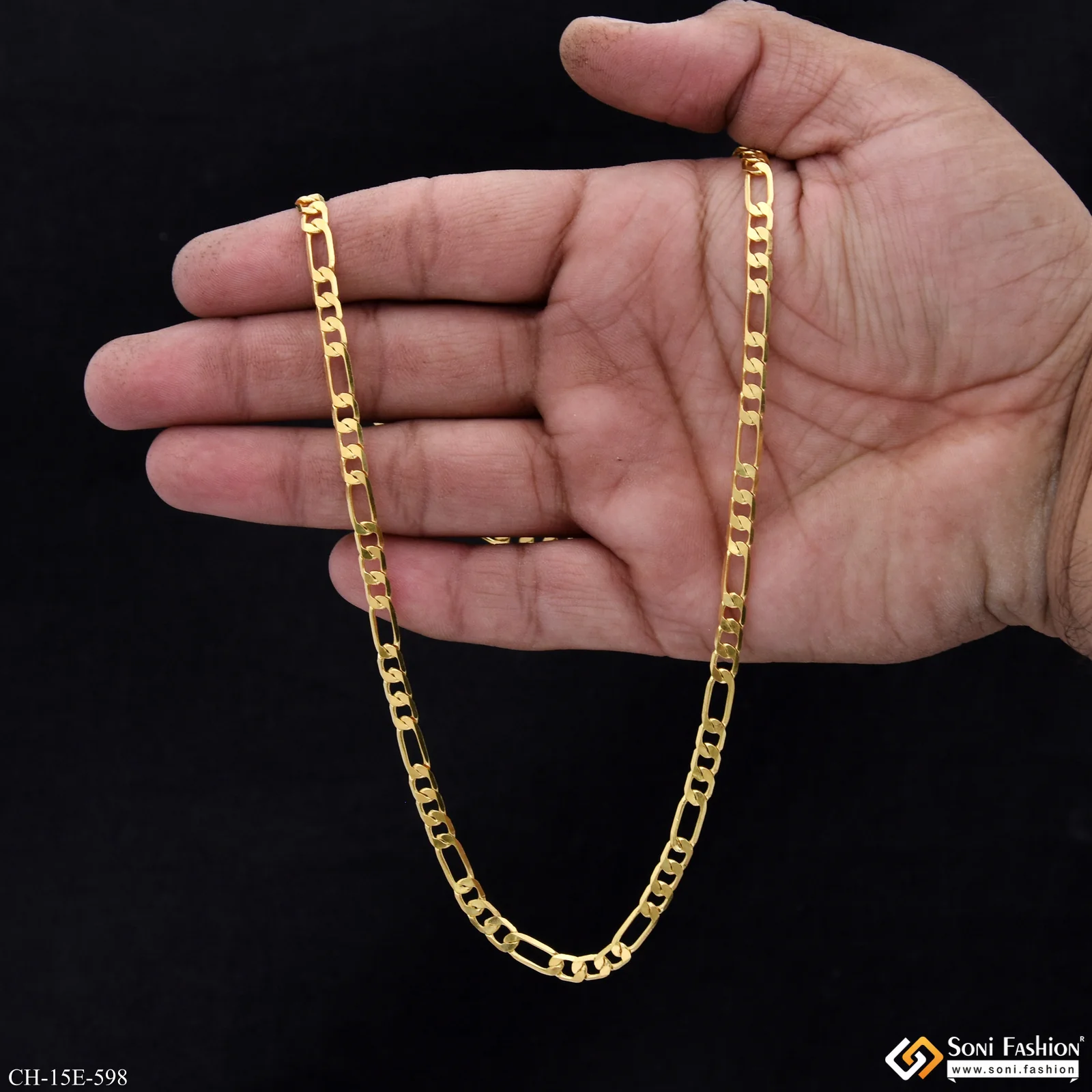 18k Gold Plated Sachin Chain for Men - Style E598 - Image 5