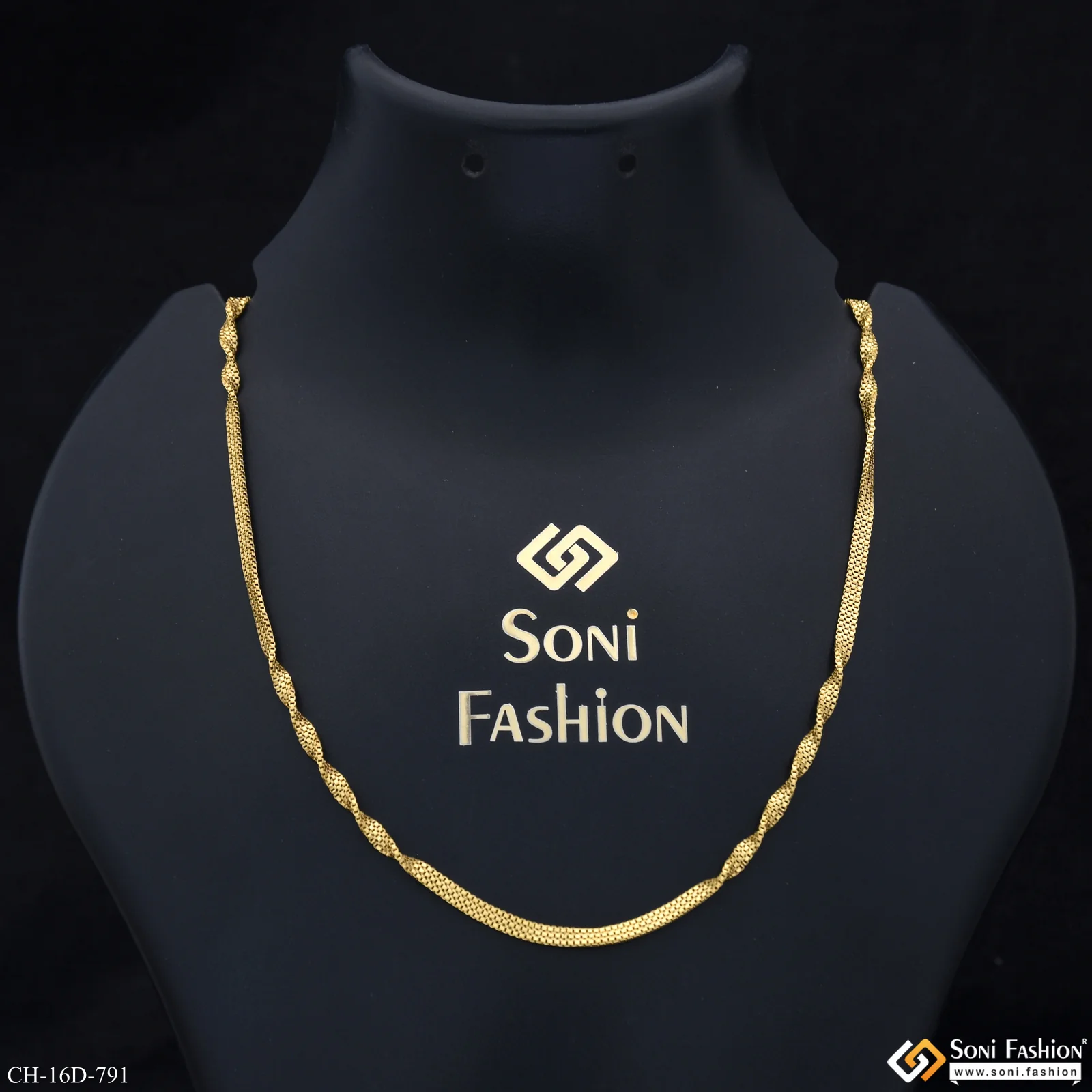 18k Gold Plated Twisted Design Chain for Men - Style D791 - Image 2
