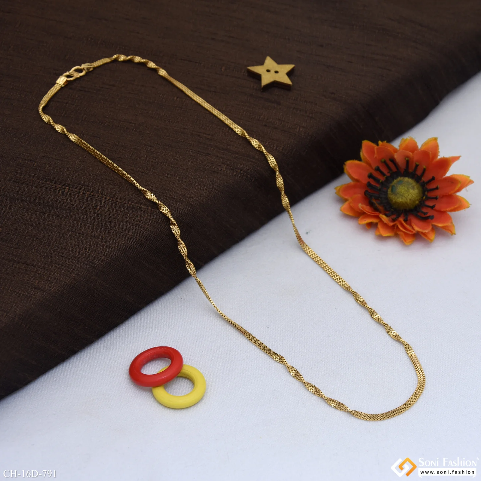 18k Gold Plated Twisted Design Chain for Men - Style D791 - Image 4