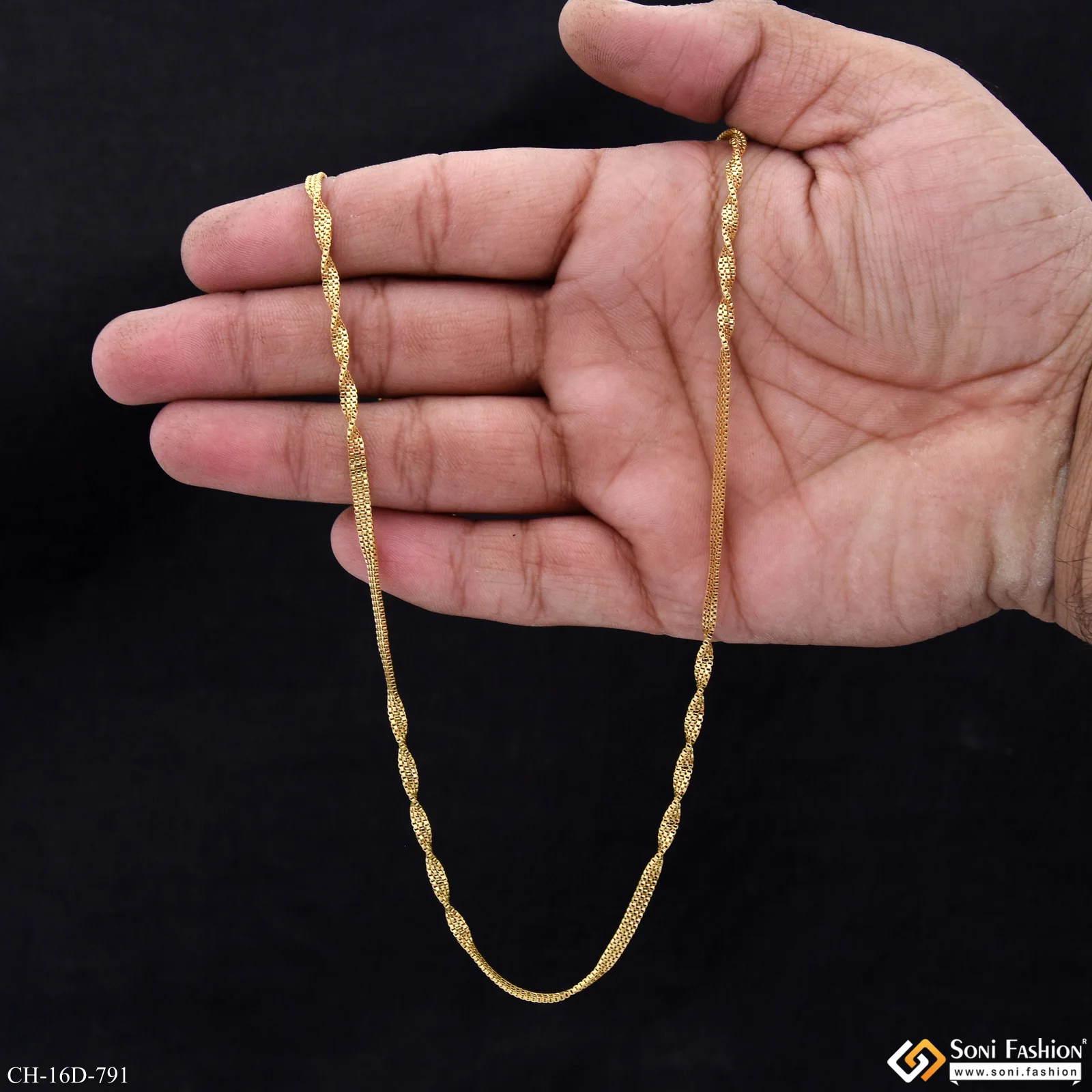 18k Gold Plated Twisted Design Chain for Men - Style D791 - Image 6
