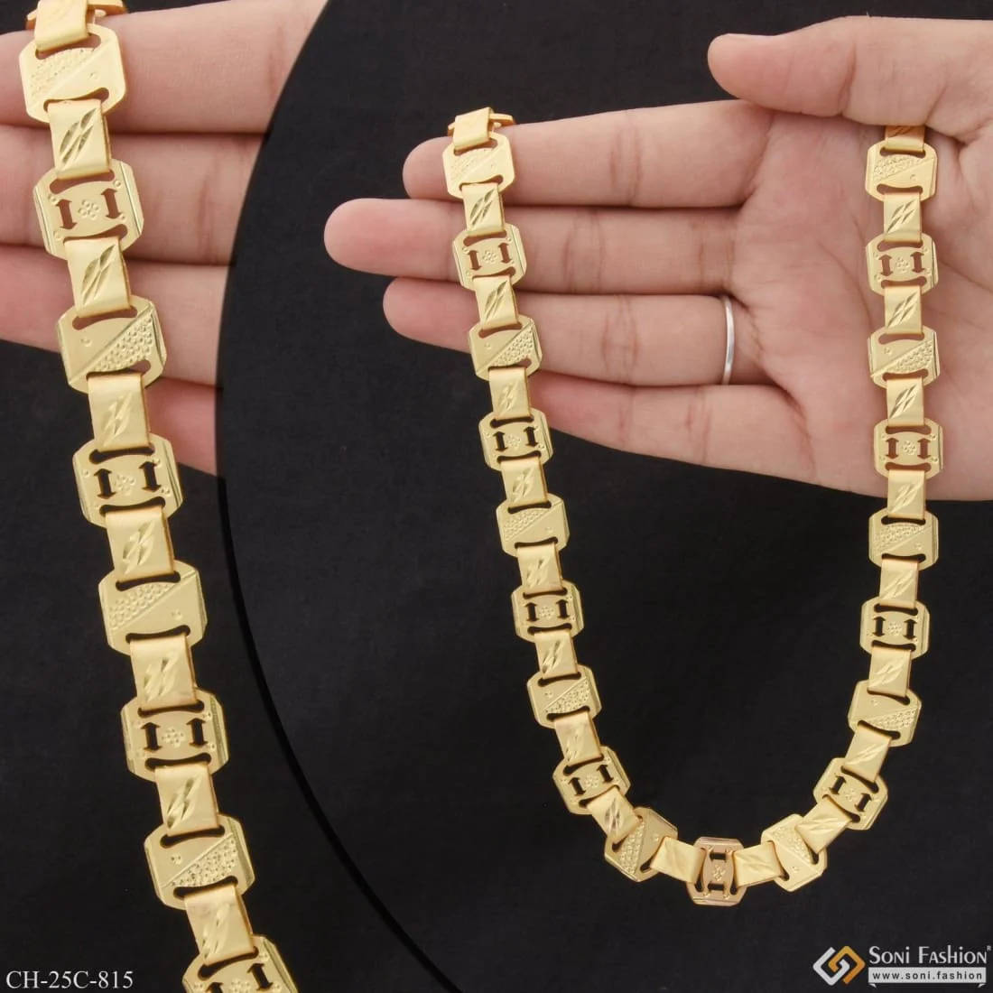2 Arrow Charming Design Premium-Grade Quality Gold Plated Chain for Men - Style C815
