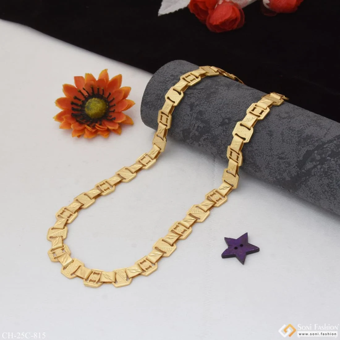 2 Arrow Charming Design Premium-Grade Quality Gold Plated Chain for Men - Style C815 - Image 3